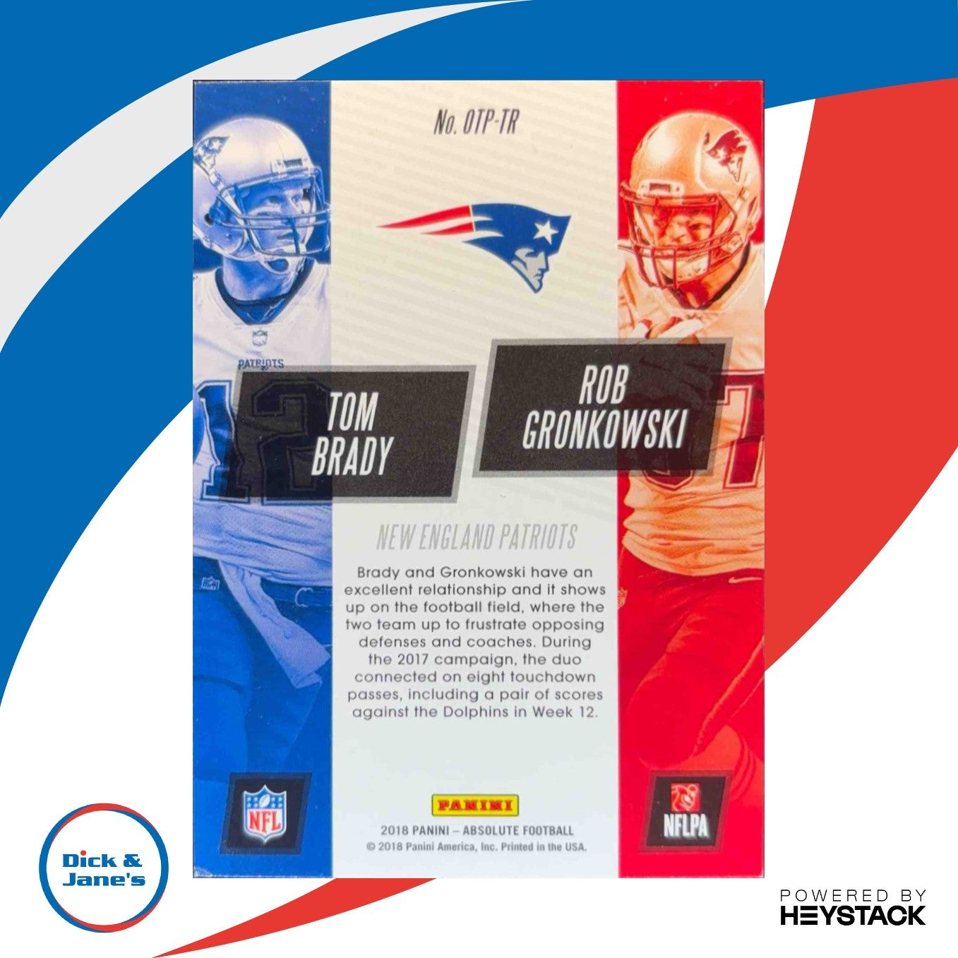 2018 Absolute Tom Brady / Rob Gronkowski 1-2 Punch Spectrum Gold NE Patriots
