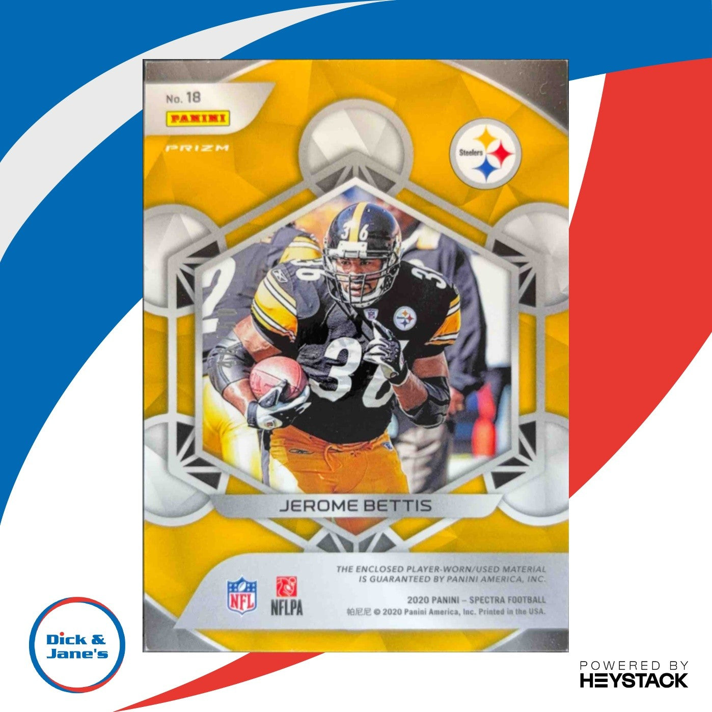 2020 Spectra Jerome Bettis Epic Legends Materials Neon Blue /50 Steelers