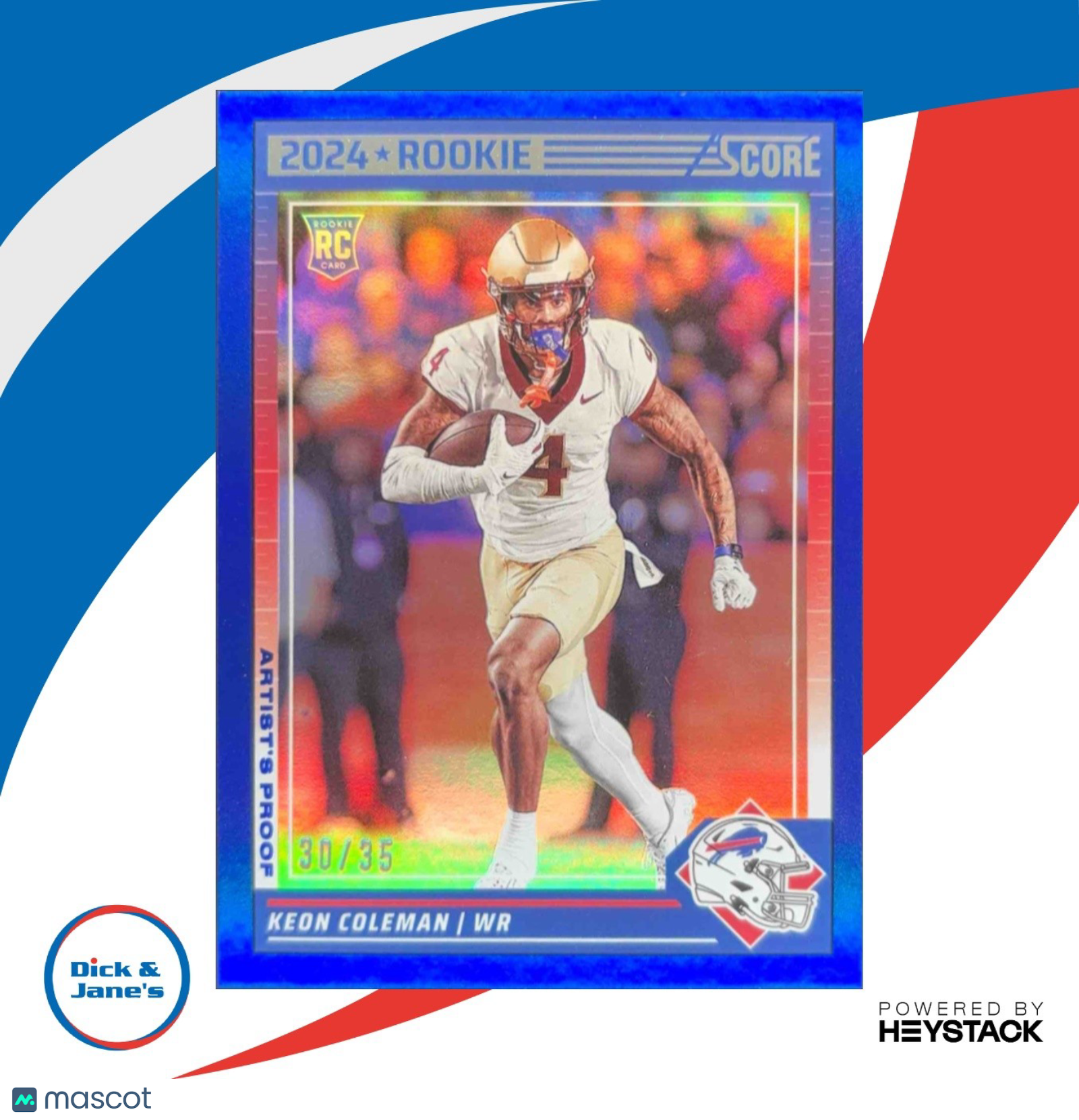 2024 Panini Score Keon Coleman Artist's Proof 30/35 #337 RC Buffalo Bills