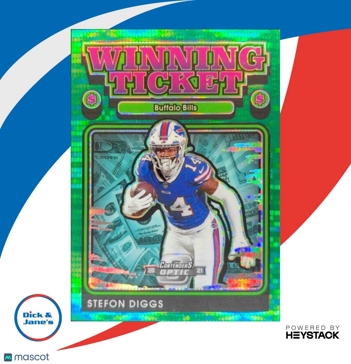 2021 Contenders Optic Stefon Diggs Winning Tickets Green Pulsar 21/30 Buffalo