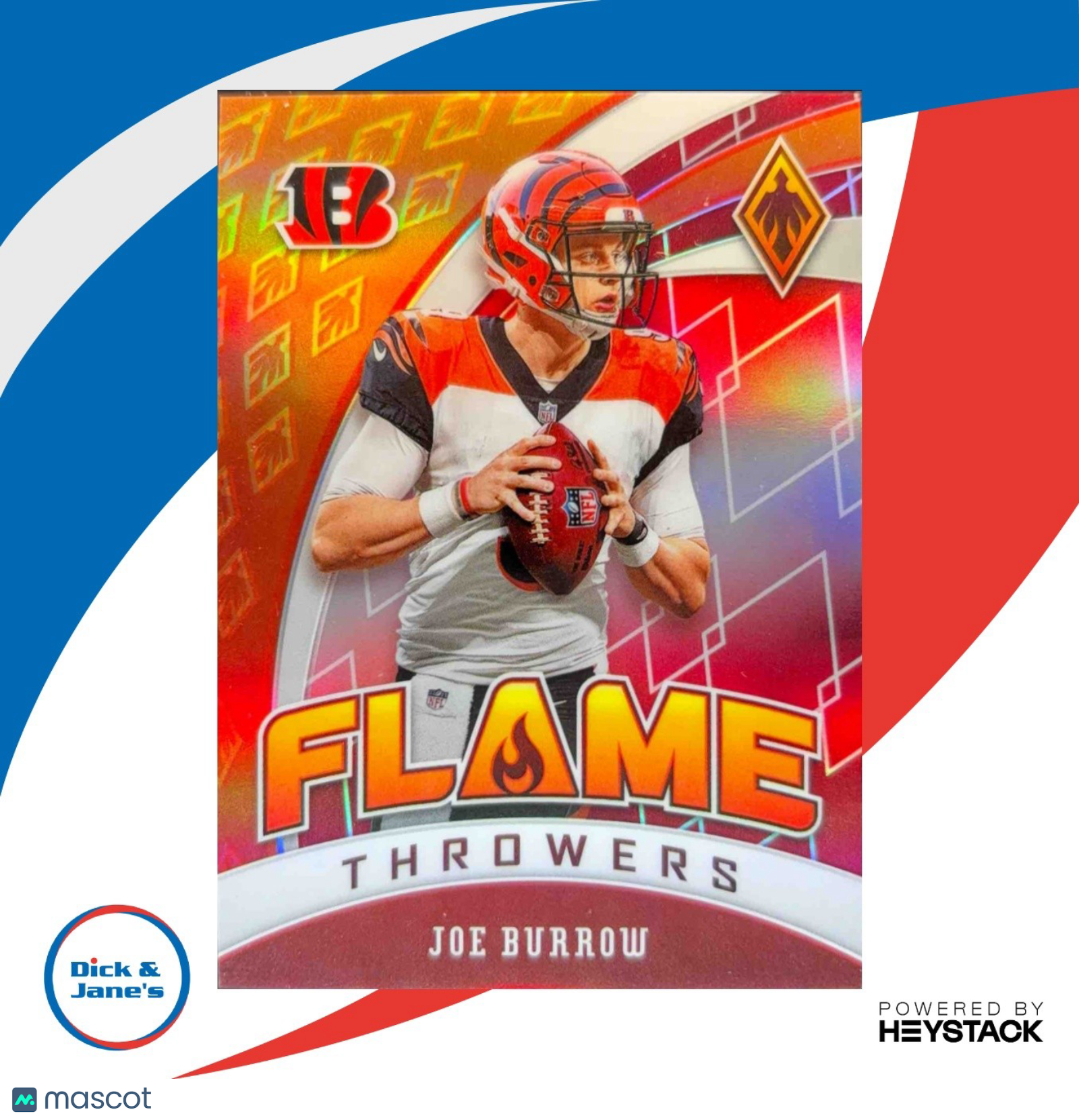 2020 Phoenix Joe Burrow Flame Throwers Red 199/299 #28 RC Cincinnati Bengals