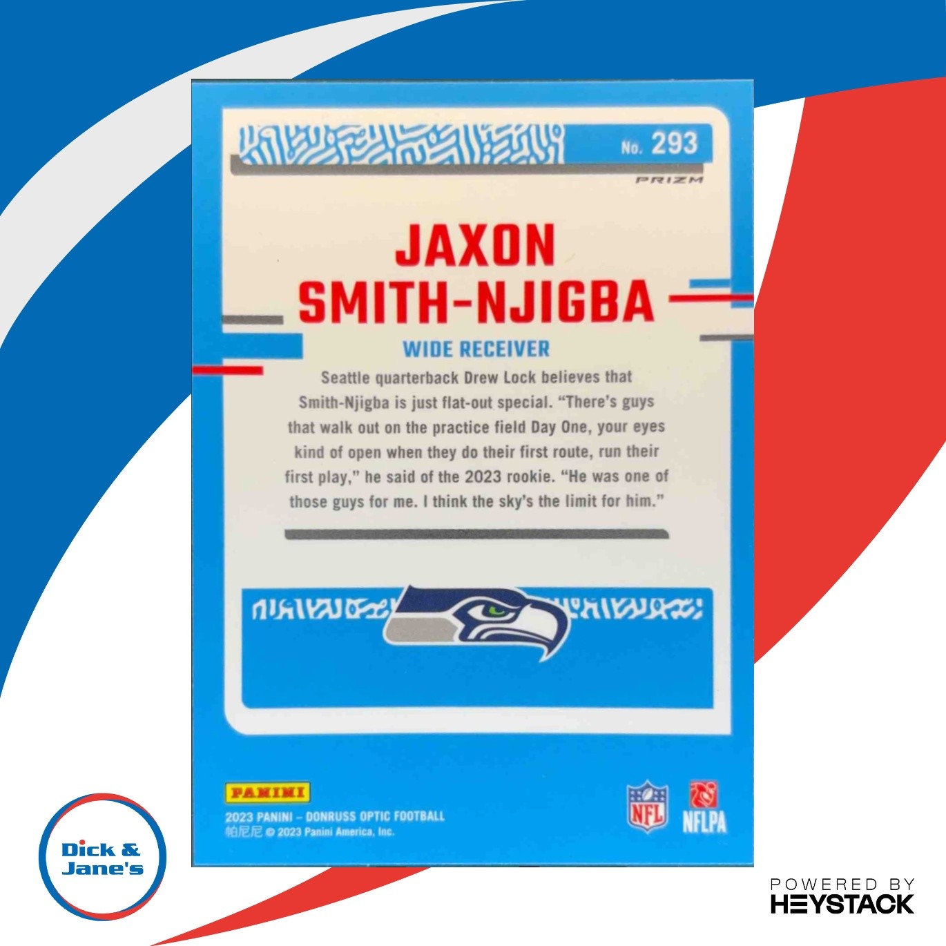 2023 Donruss Optic Jaxon Smith-Njigba Blue Stars Prizm 293 Rated Rookie Seahawks