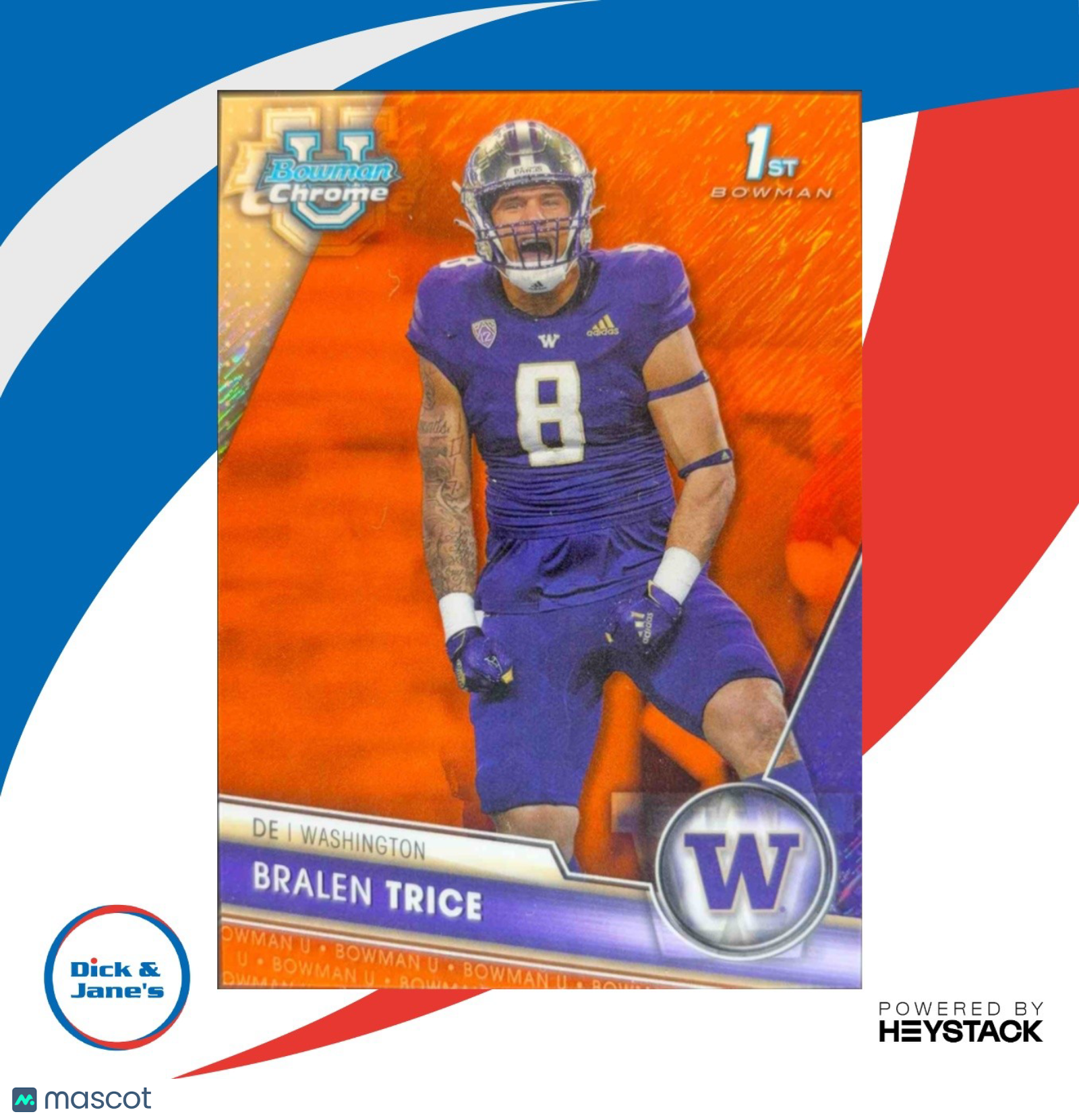 2023 Bowman University Chrome Bralen Trice Orange Refractor 11/25 #106 Huskies