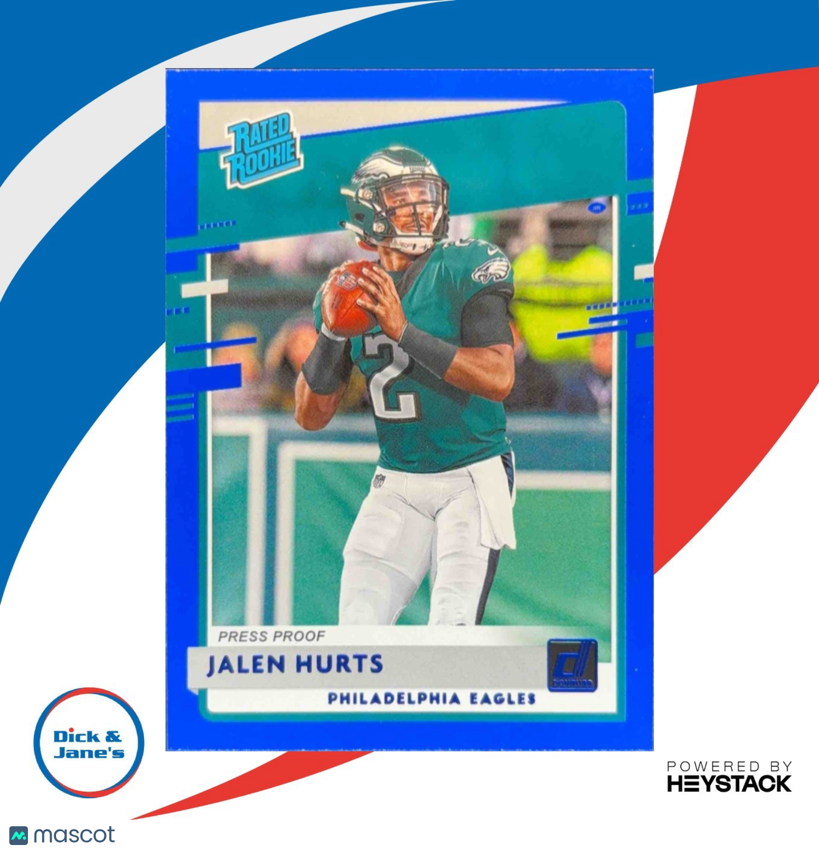 2020 Panini Donruss Jalen Hurts Press Proof Blue #314 RC Philadelphia Eagles