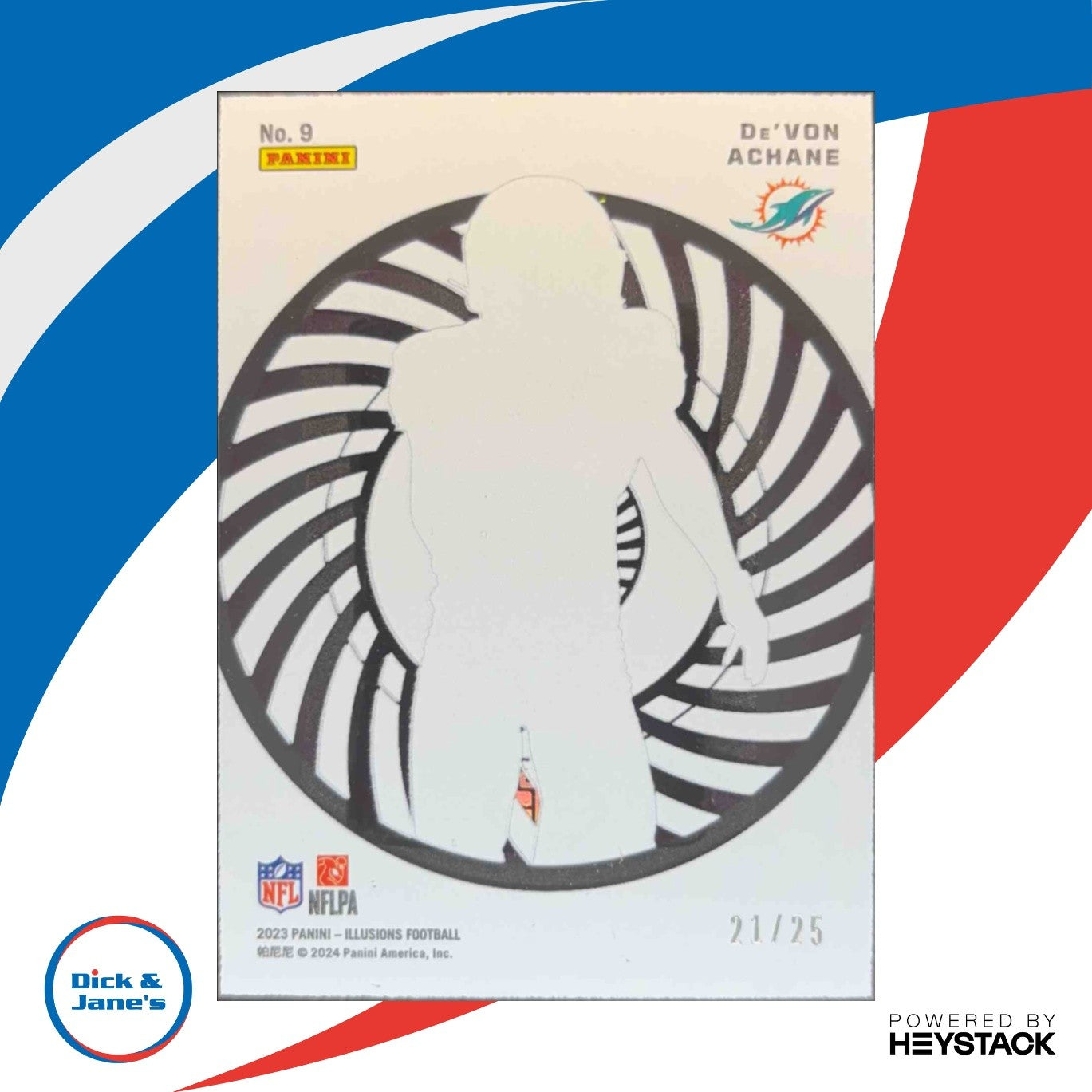 2023 Panini Illusions De'Von Achane Mystique Gold 21/25 #9 RC Miami Dolphins