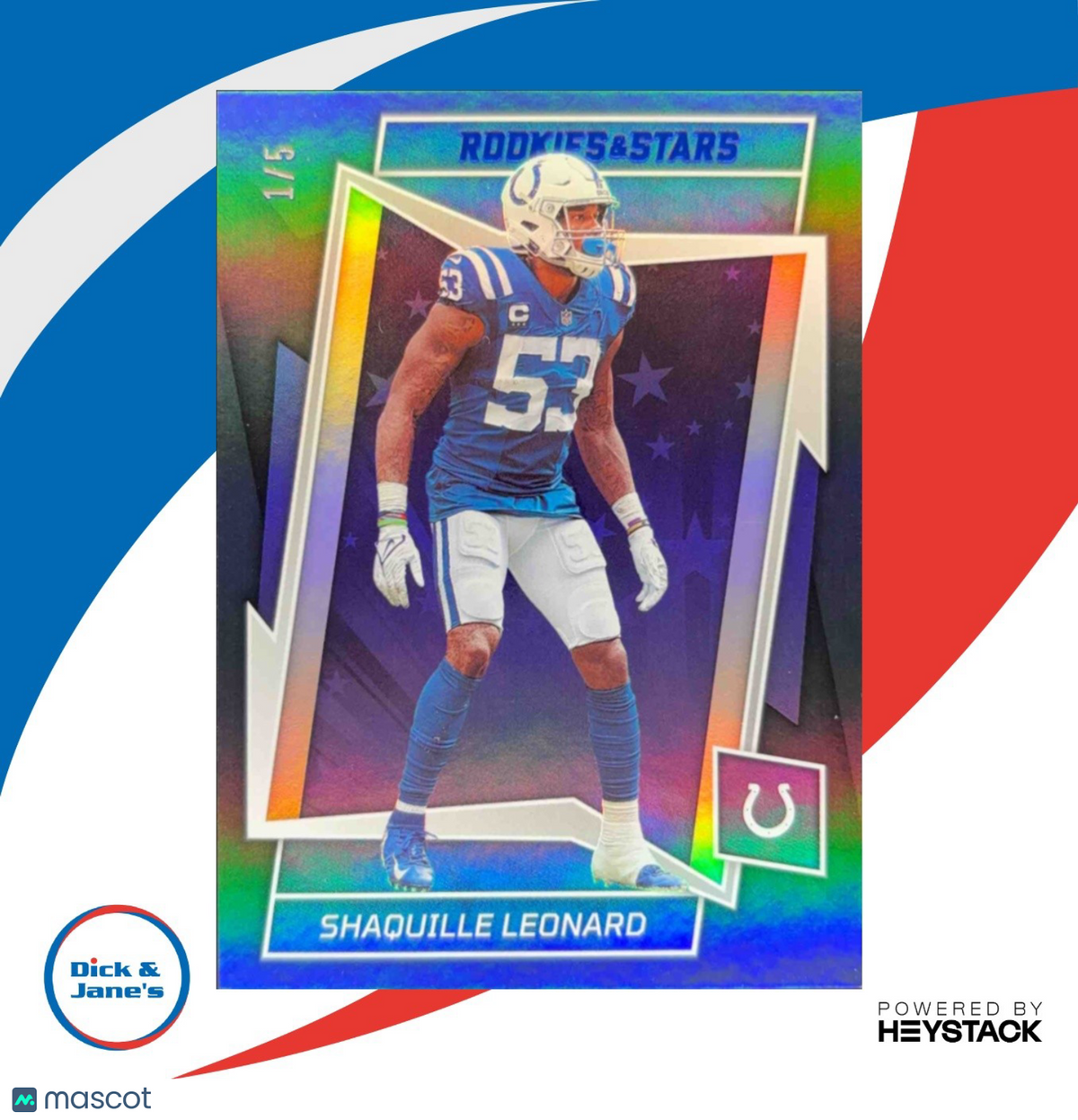 2022 Panini Rookies & Stars Shaquille Leonard Black Blue 1/5 Indianapolis Colts