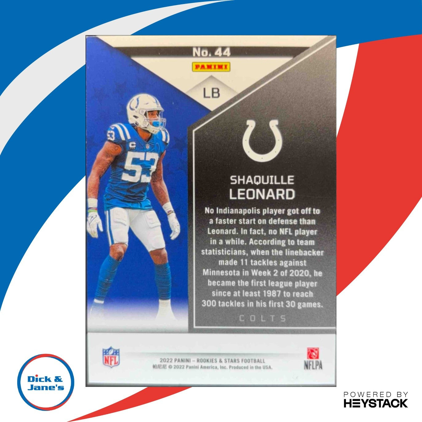 2022 Panini Rookies & Stars Shaquille Leonard Black Blue 1/5 Indianapolis Colts