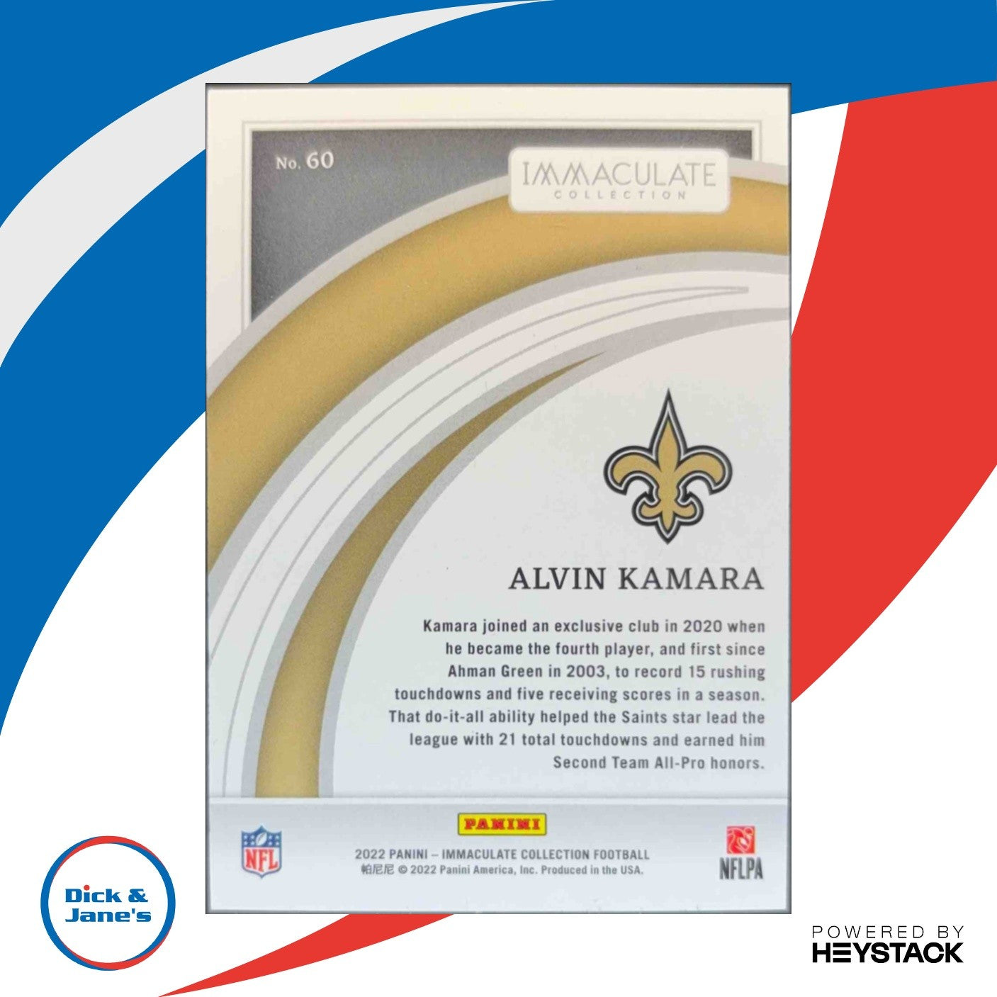 2022 Panini Immaculate Collection Alvin Kamara /99 #60 New Orleans Saints