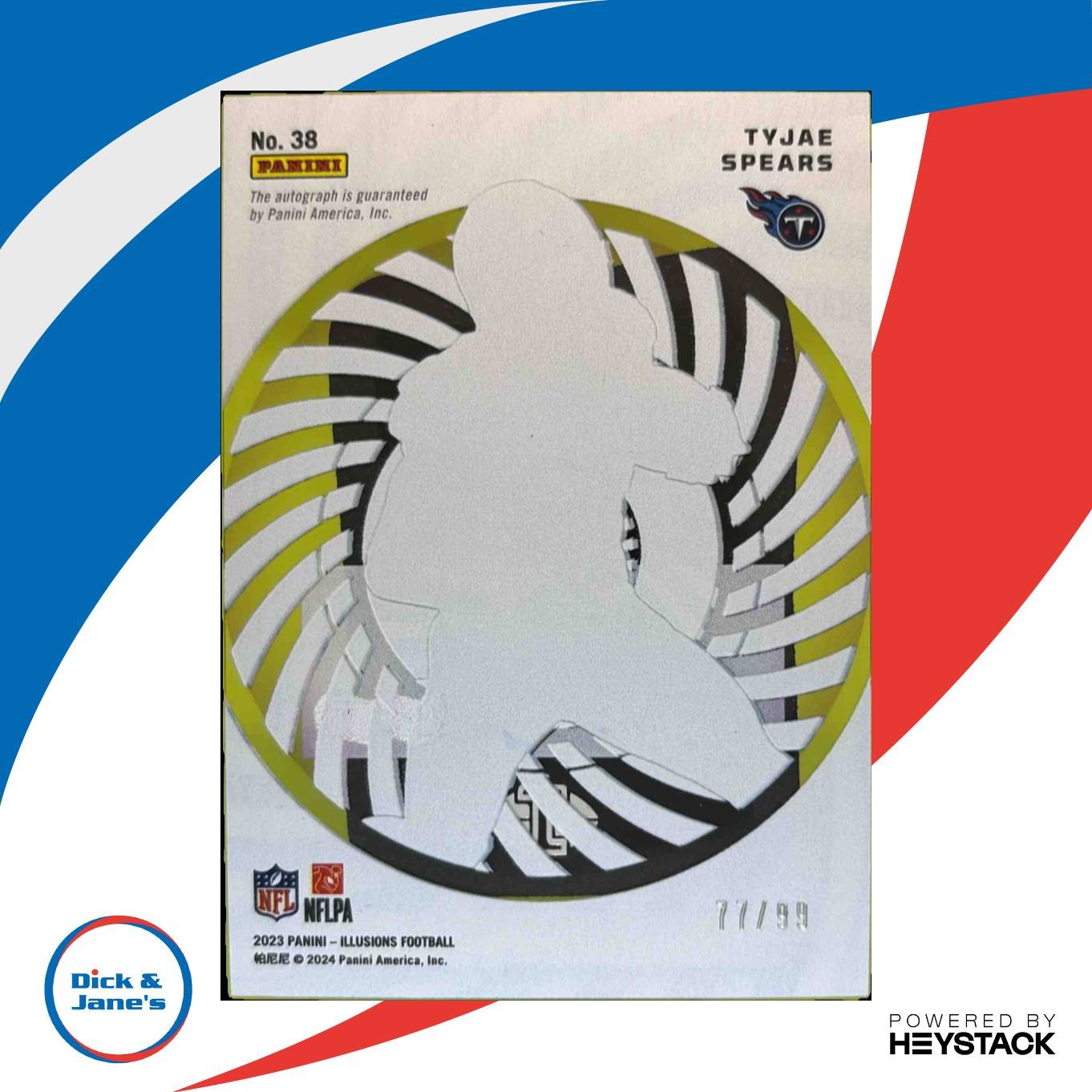 2023 Panini Illusions Tyjae Spears Mystique Auto 77/99 #38 RC Tennessee Titans