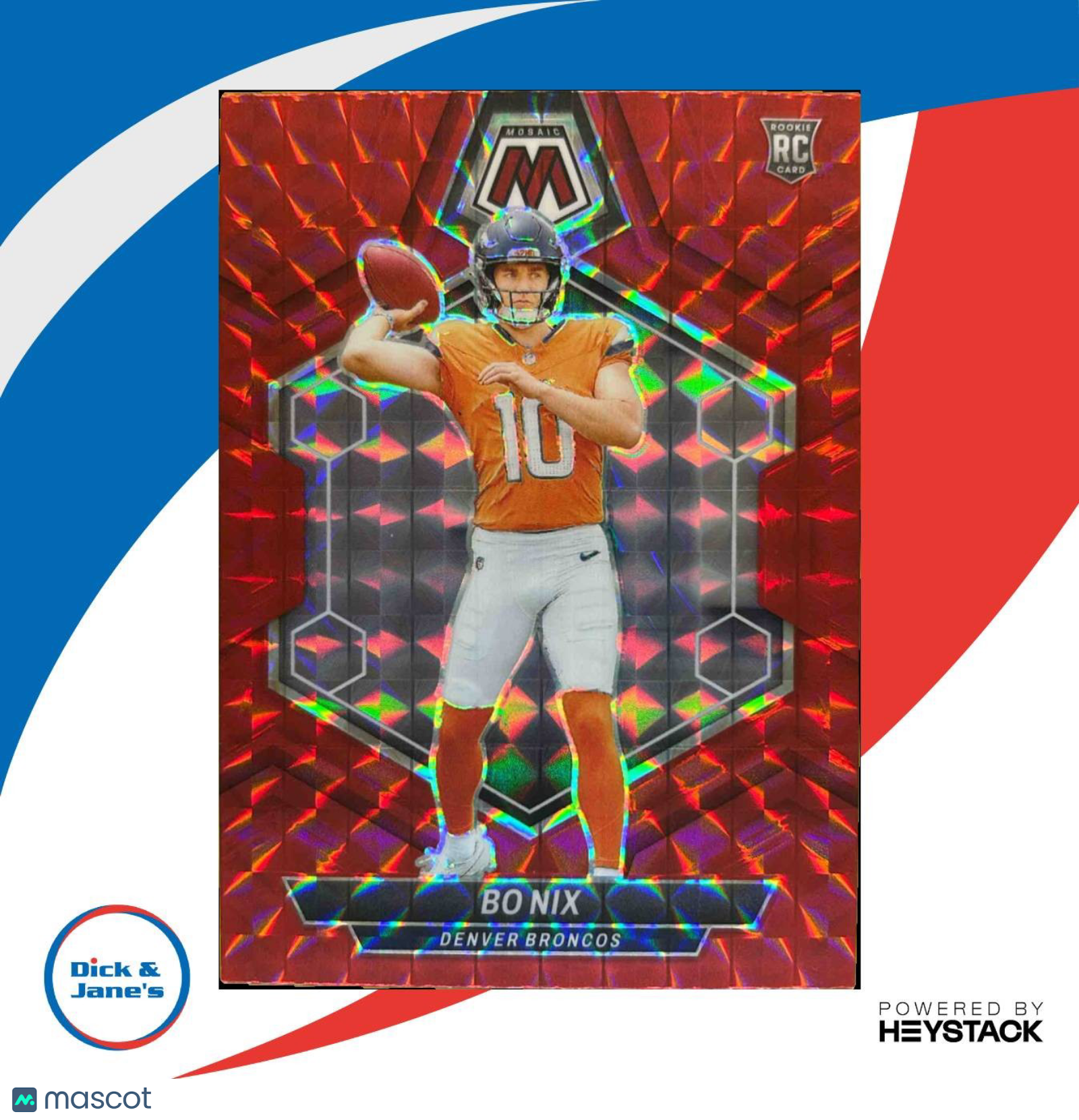 2024 Panini Mosaic Bo Nix Red Prizm #312 RC Denver Broncos