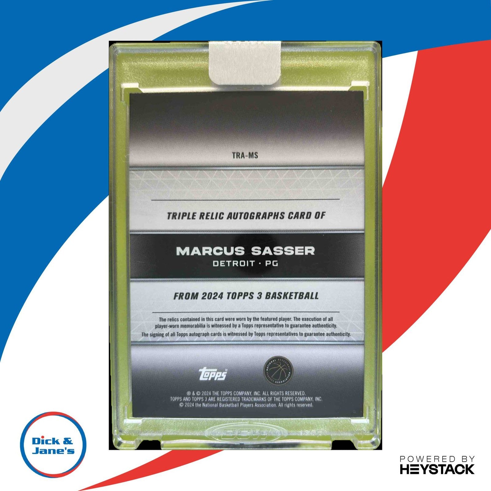 2023-24 Topps 3 Marcus Sasser Triple Relics Auto Prime 26/49 #TRA-MS RC