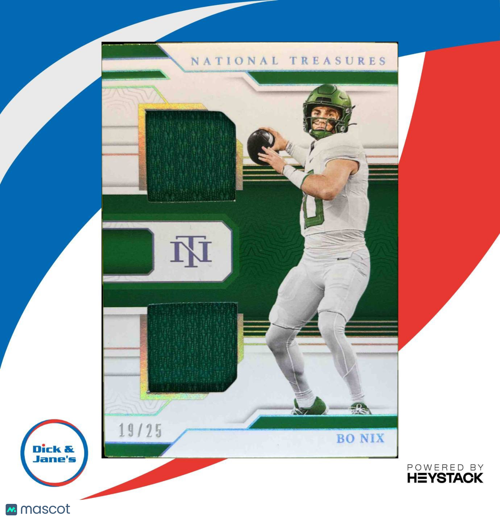 2024 National Treasures Collegiate Football Bo Nix Combo Materials /25 RC Ducks