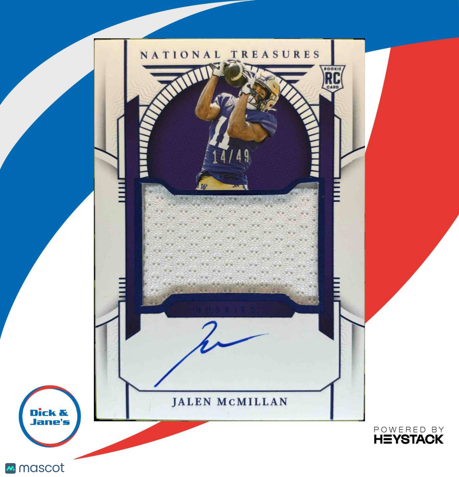 2024 National Treasures Jalen McMillan Materials Signatures Purple /25 Auto WASH