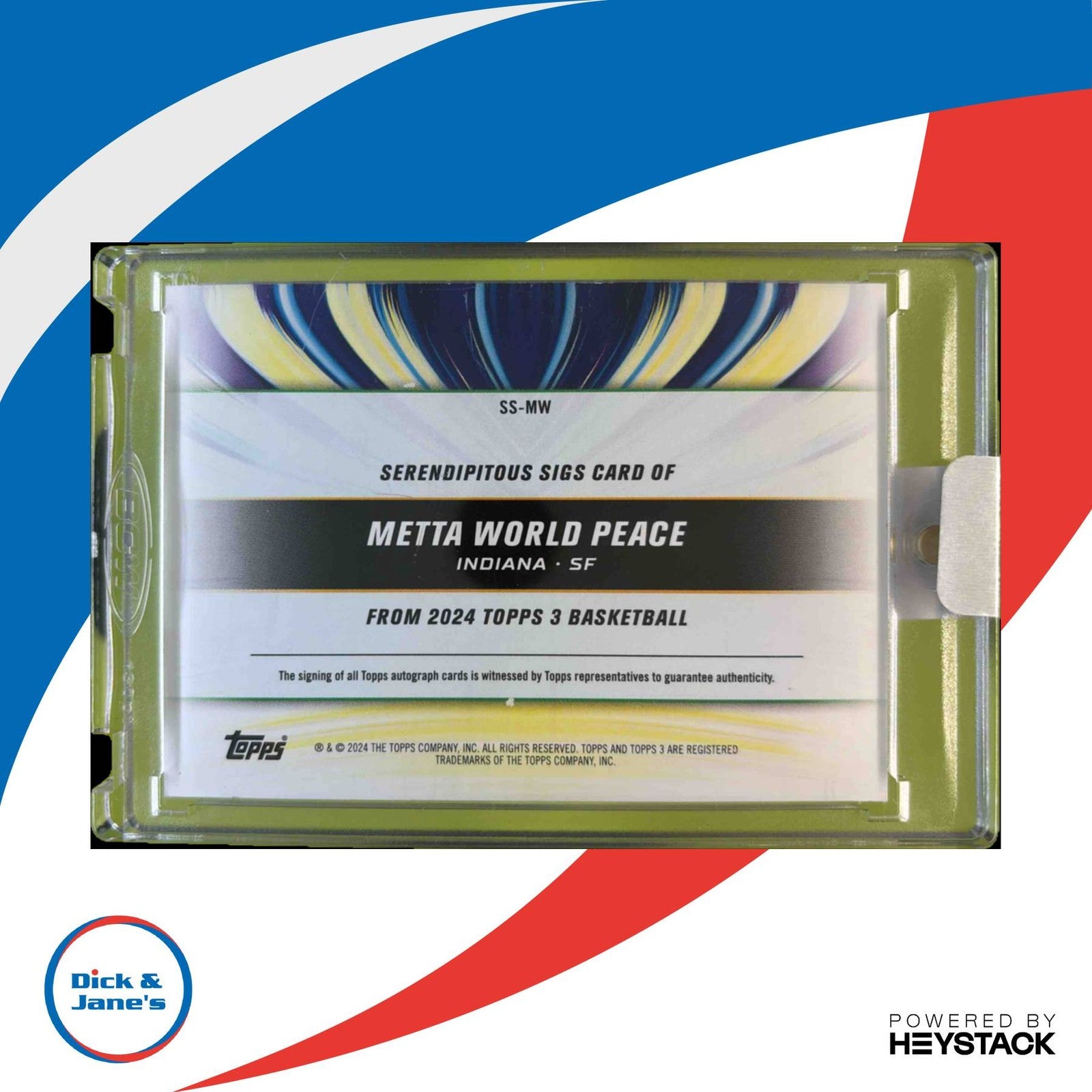 2023-24 Topps 3 Metta World Peace Serendipitous Sigs Bronze 10/25 Auto Indiana