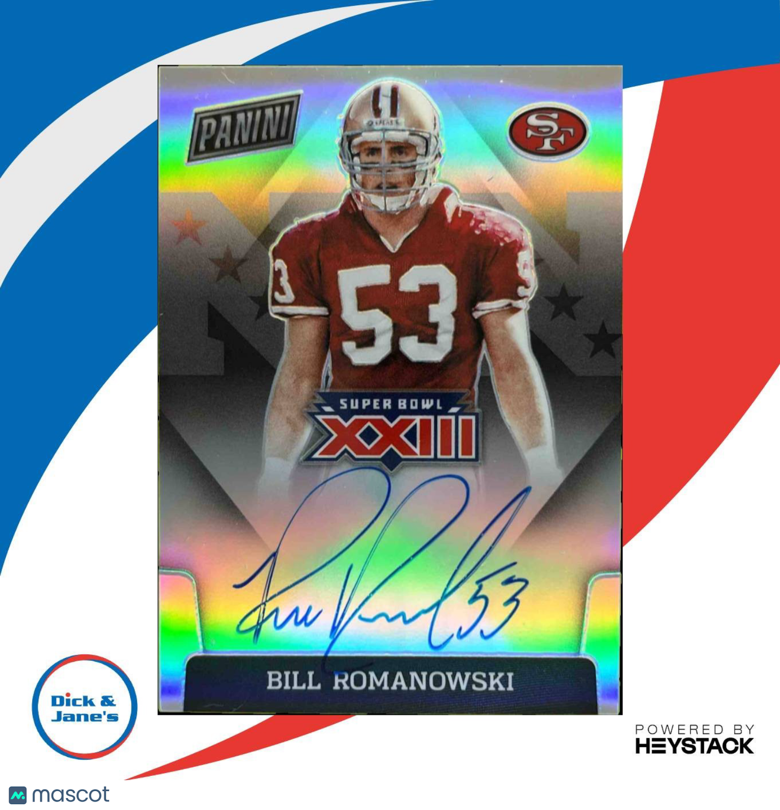 2021 Panini Bill Romanowski 2019 Super Bowl SBXXXIII Signatures Prizm Auto 49ers
