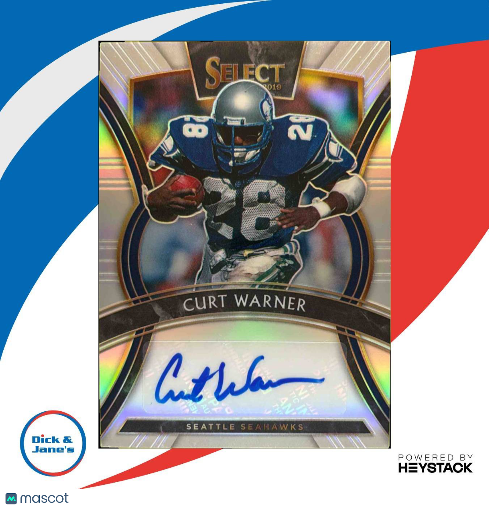 2019 Panini Select Curt Warner Signatures Prizm 68/199 Auto Seattle Seahawks
