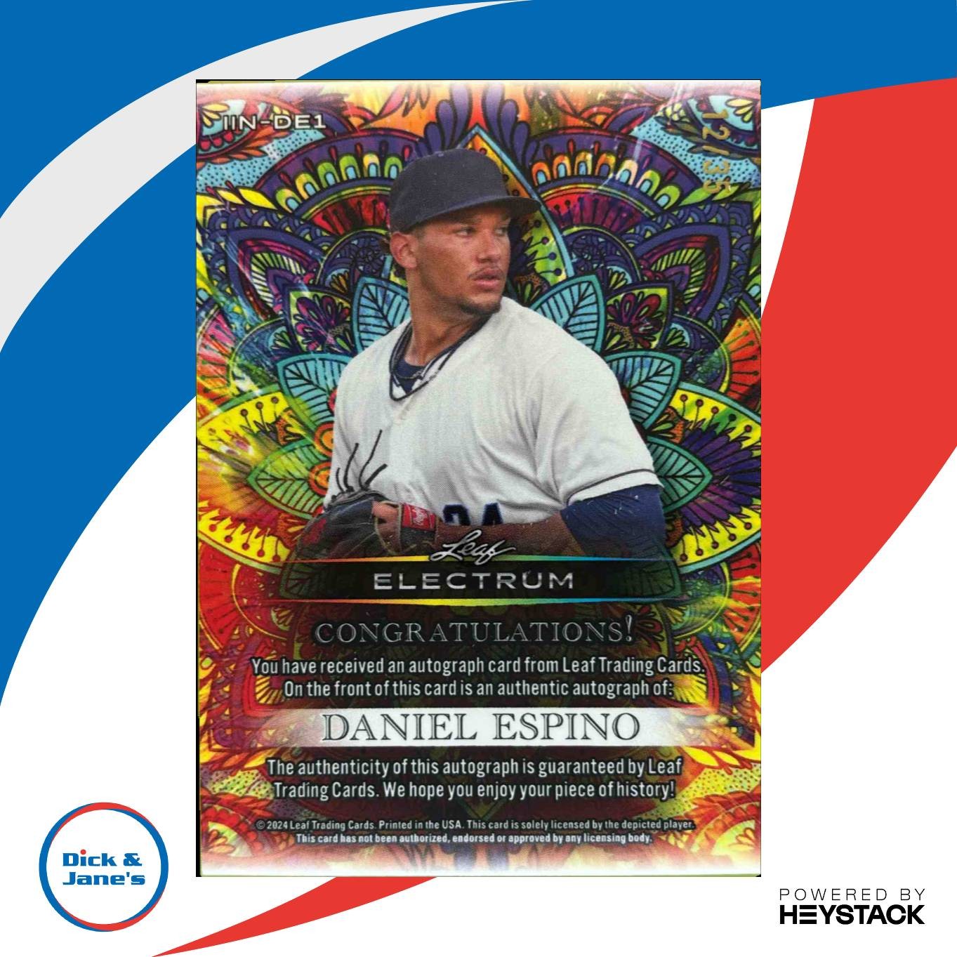 2024 Leaf Electrum Daniel Espino Intricate Ink Tie Dye Silver Board 12/35 Auto