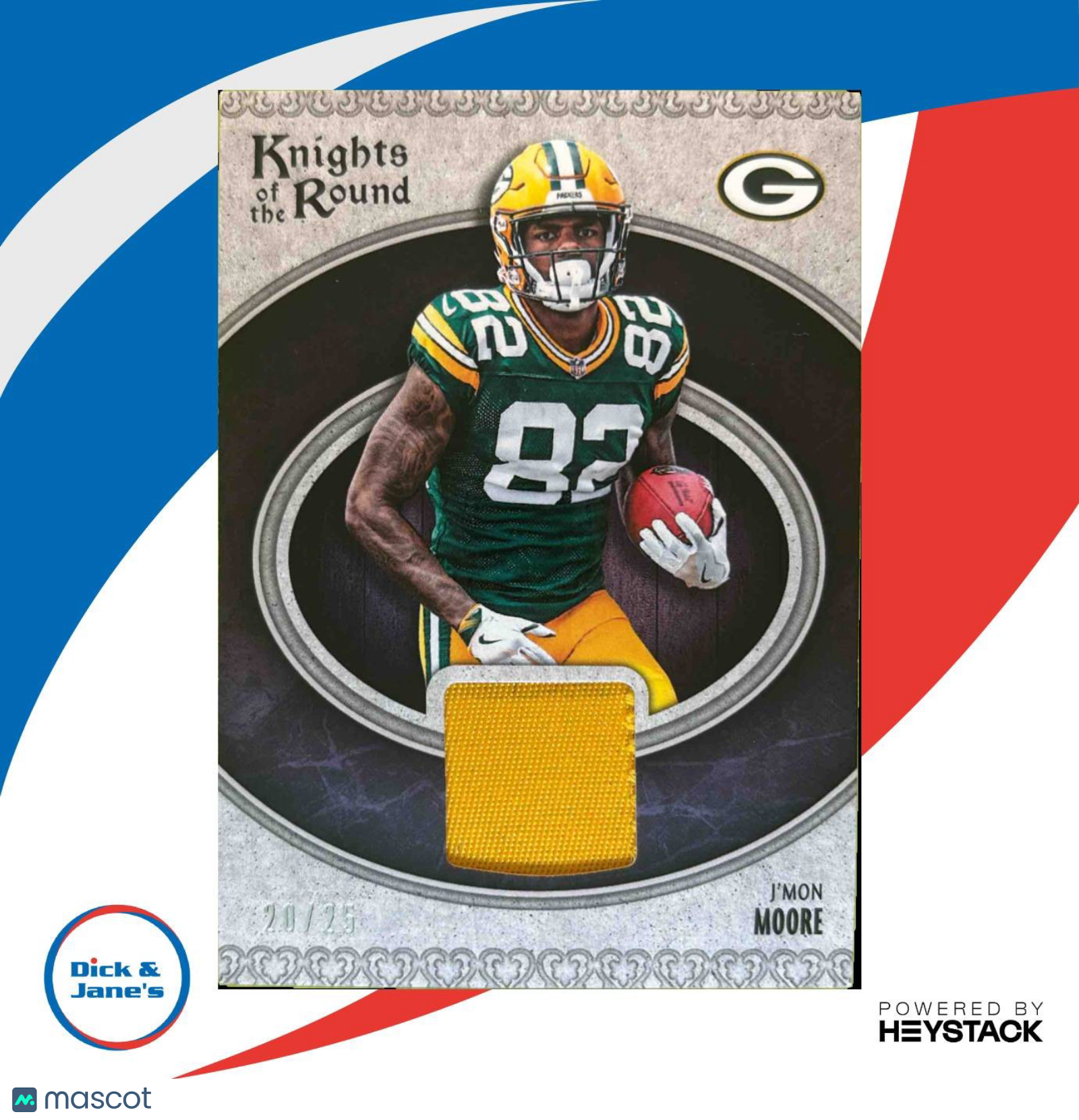 2018 Panini J Mon Moore Knights of the Round Rookie Memorabilia Prime/25 Packers