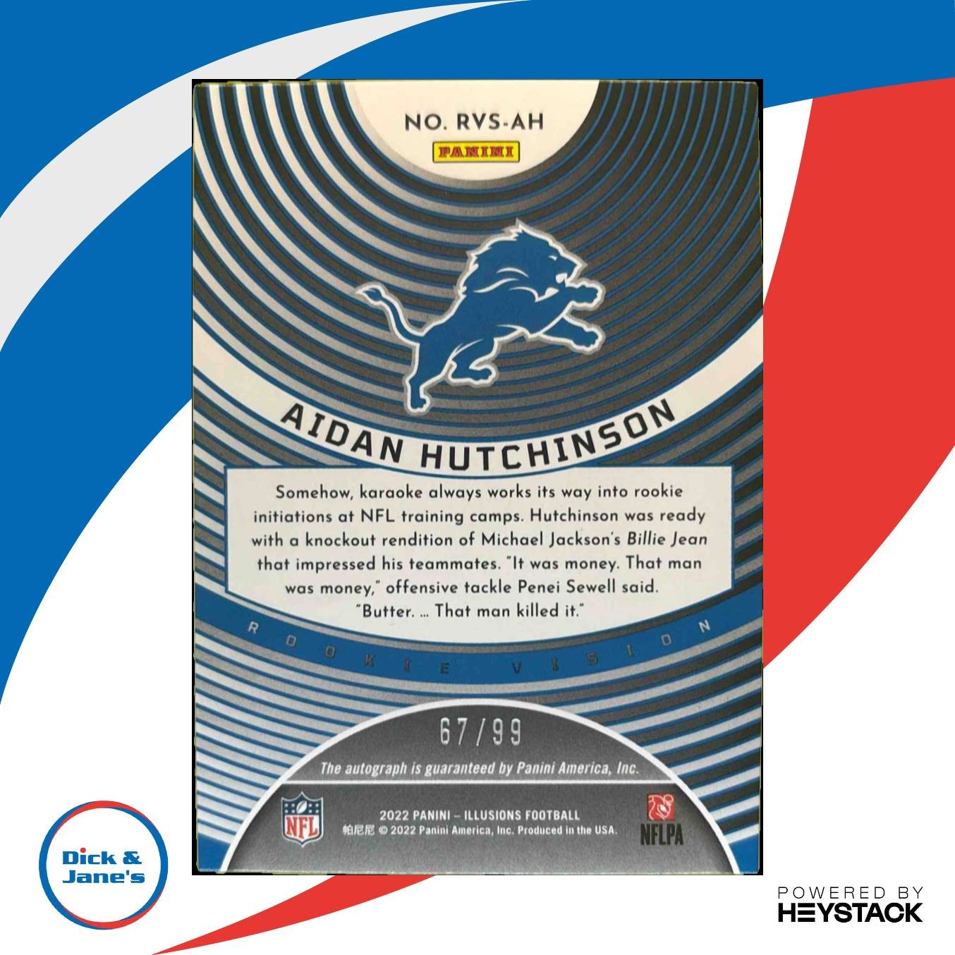 2022 Illusions Aidan Hutchinson Rookie Vision Signatures /99 Auto Detroit Lions