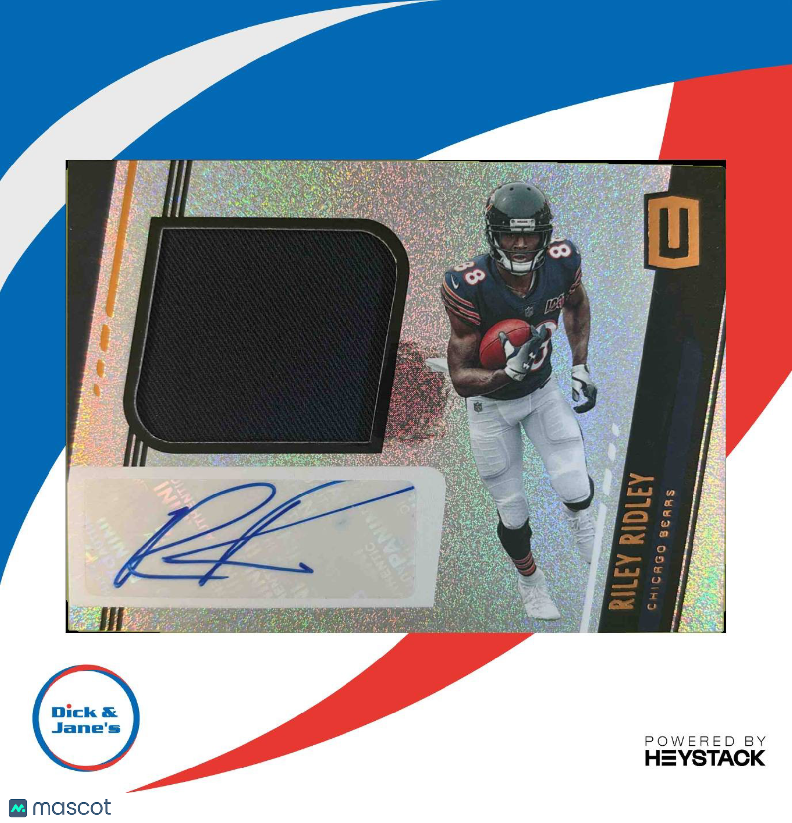 2019 Panini Unparalleled Riley Ridley Rookie Jersey Auto #332 RC Chicago Bears
