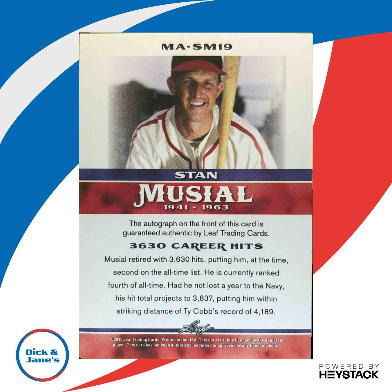 2015 Leaf Heroes of Baseball Stan Musial Milestones Auto St. Louis Cardinals