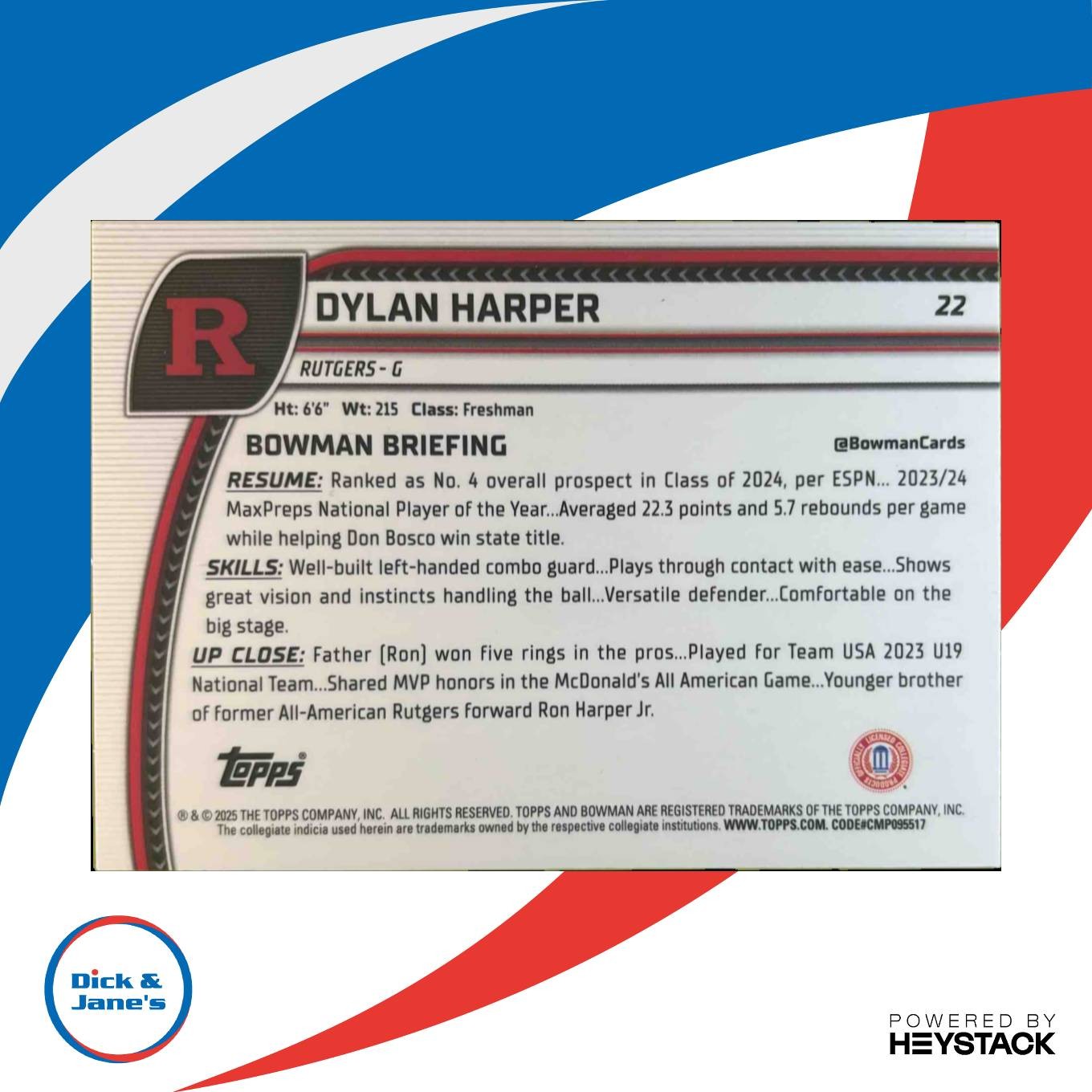 2024-25 Bowman University Chrome Dylan Harper Black Wave Refractor #22