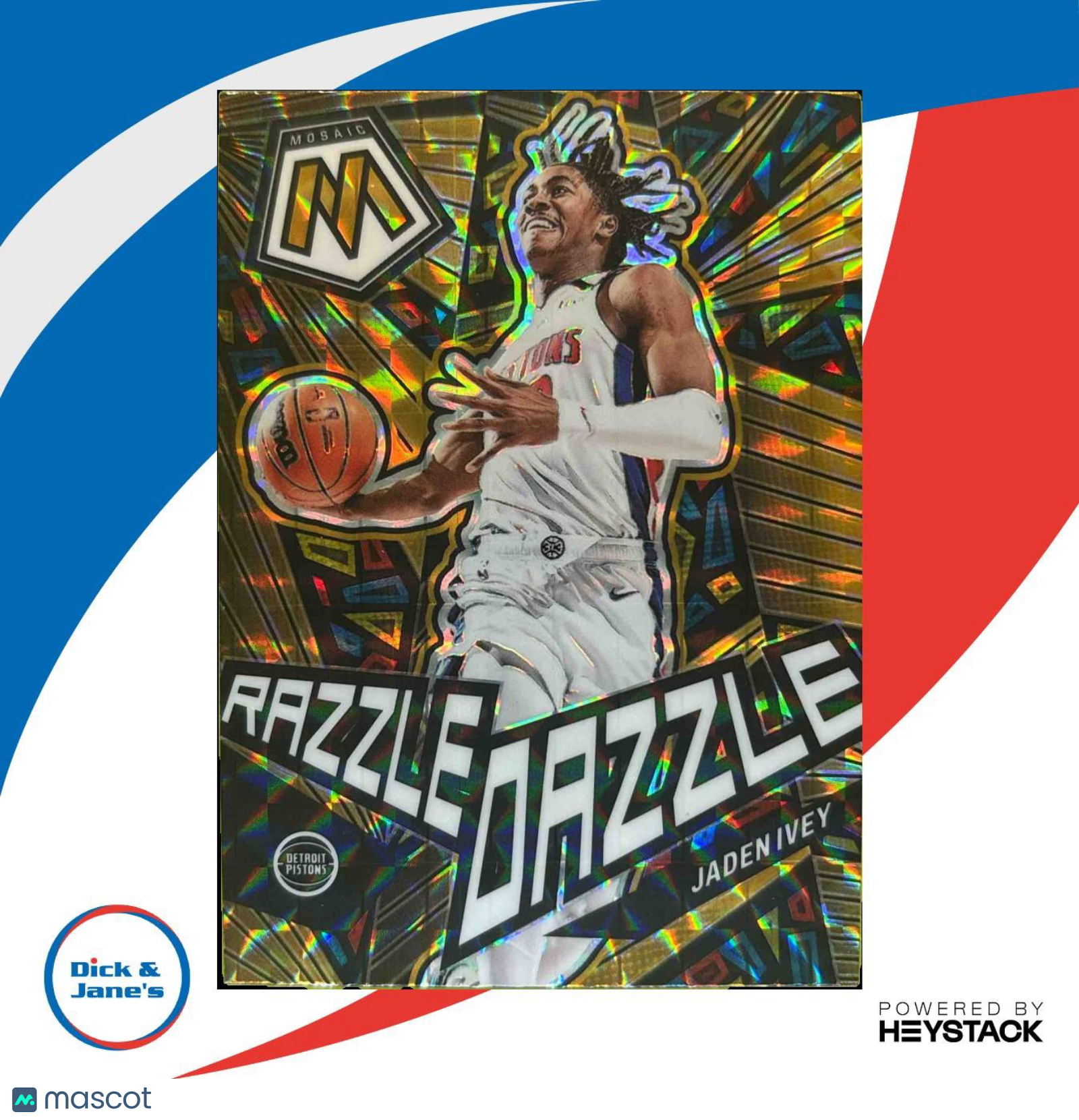 2022-23 Panini Mosaic Jaden Ivey RC Razzle Dazzle #4 Rookie Card Detroit Pistons