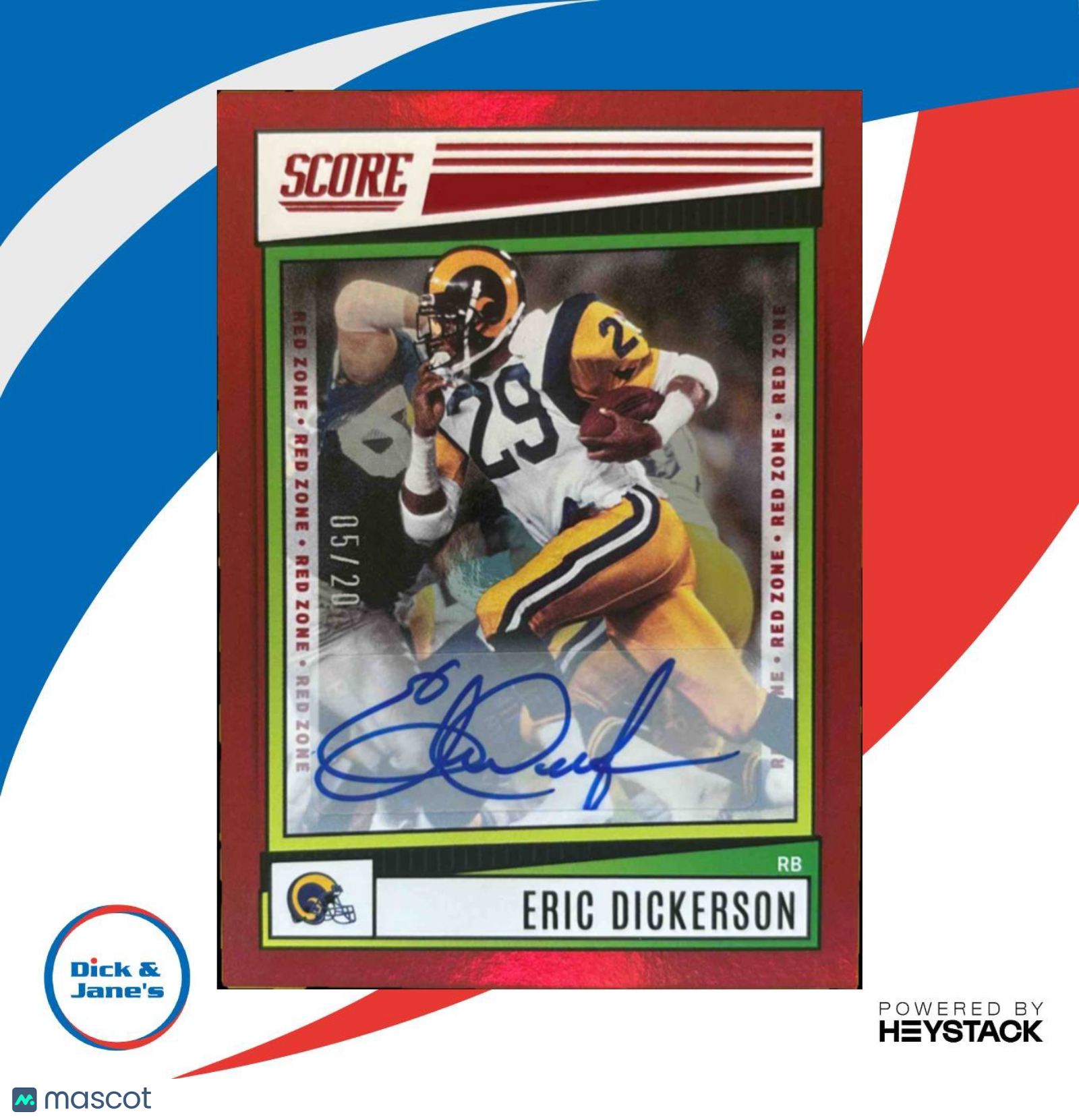 2022 Score Eric Dickerson Signatures Gold Zone 2/50 #160 Auto Los Angeles Rams