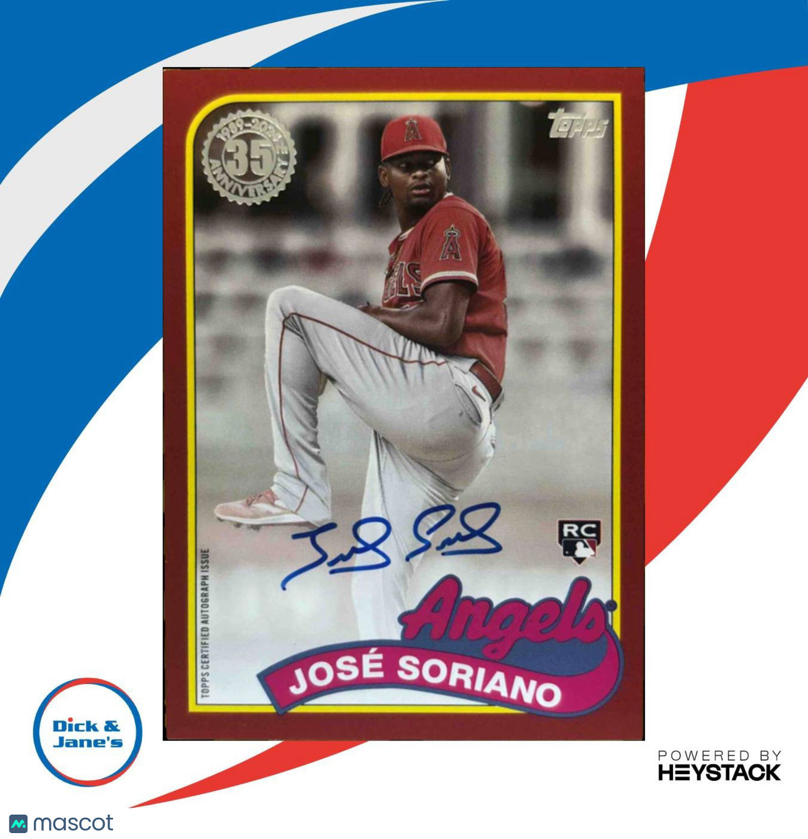 2024 Topps Update '89 Topps Autographs Red Jose Soriano 09/25 LA Angels