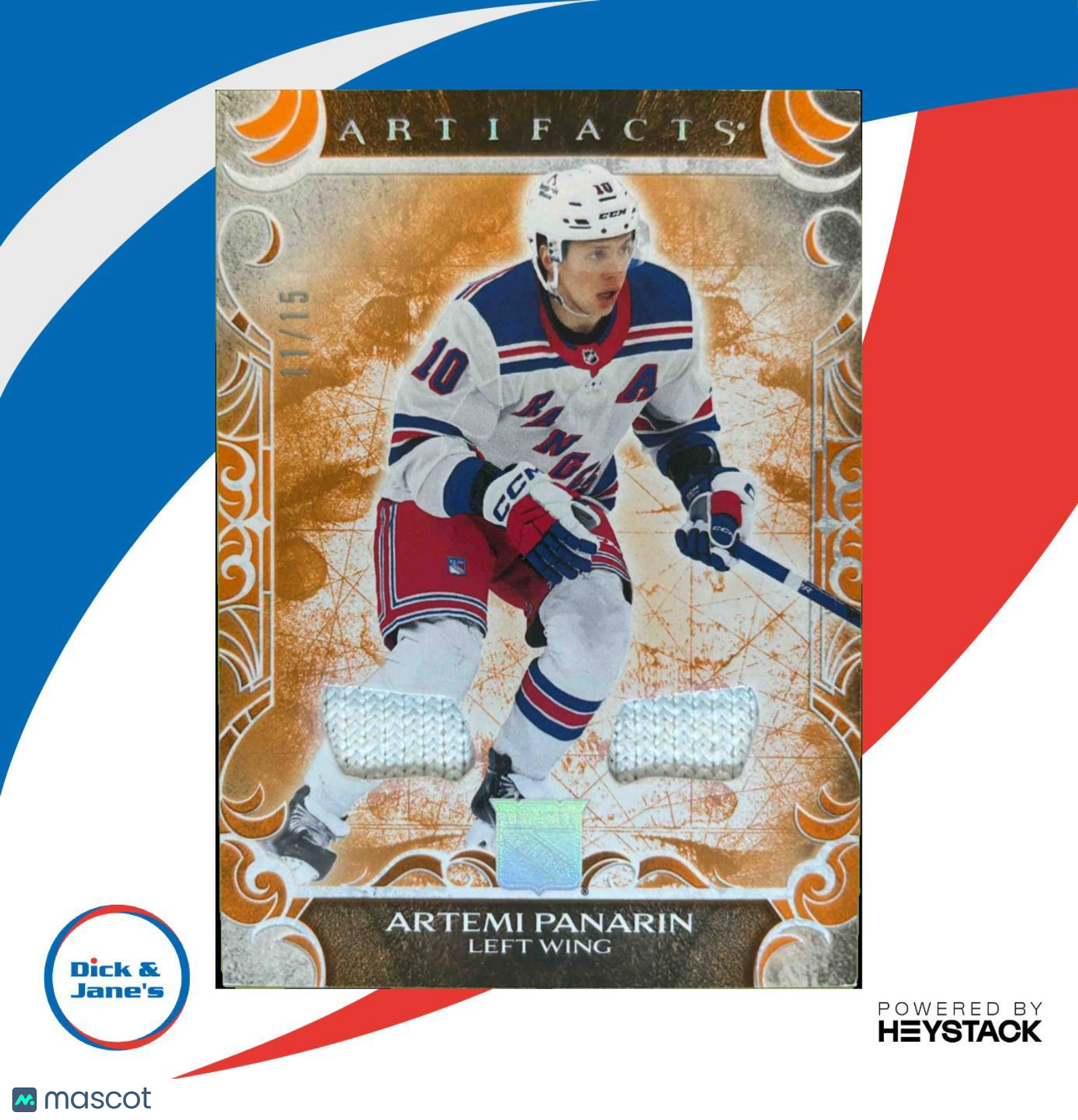 2024-25 Upper Deck Artifacts Artemi Panarin Material Orange 11/15 NY Rangers
