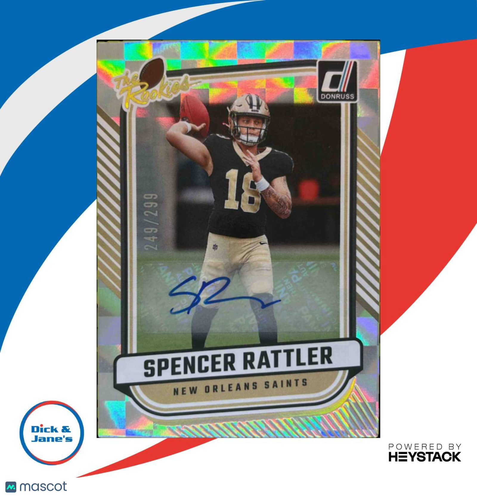 2024 Donruss Spencer Rattler The Rookies Auto 249/299 RC New Orleans Saints