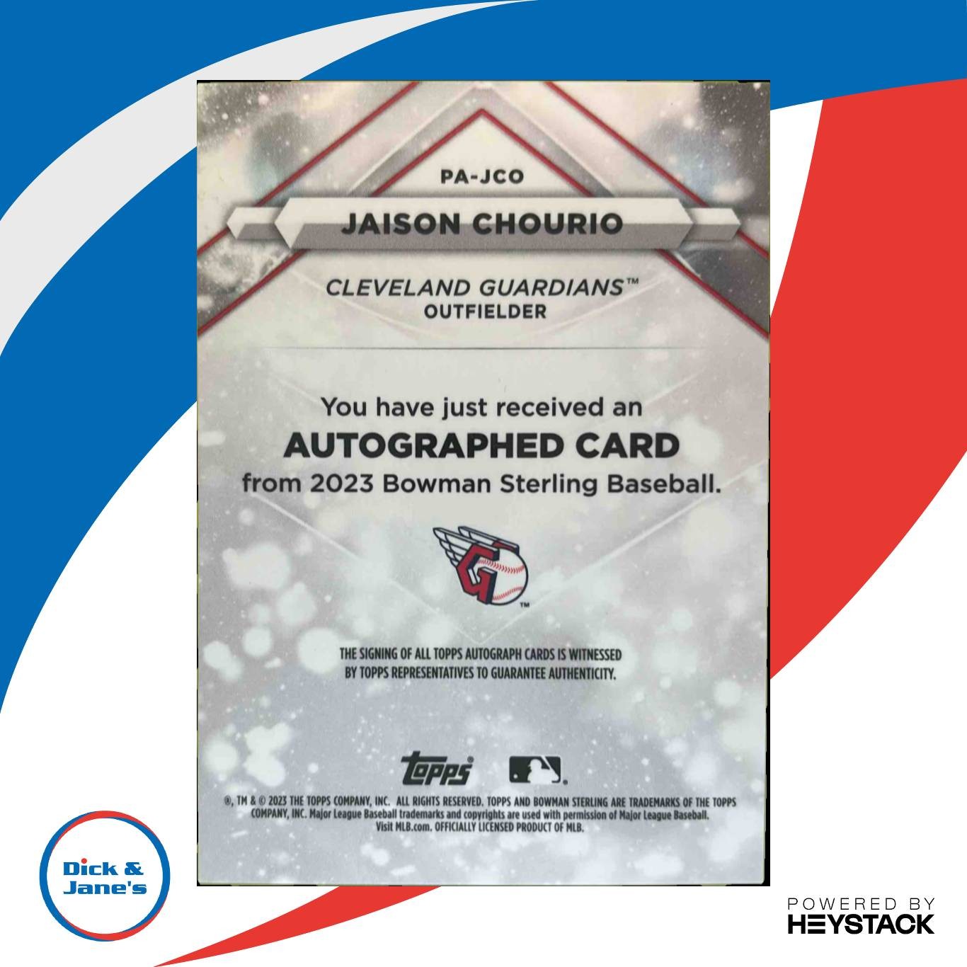 2023 Bowman Sterling Jaison Chourio Prospect Auto #PA-JCO Cleveland Guardians