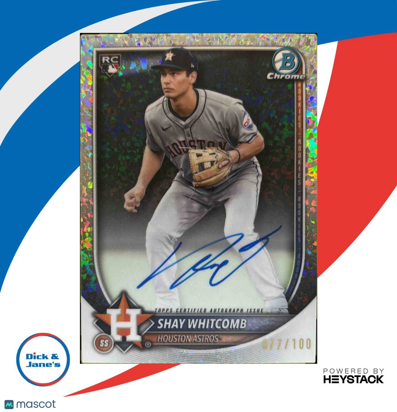 2025 Bowman Shay Whitcomb Chrome Rookie Auto Mini-Diamond Refractor /100 Astros