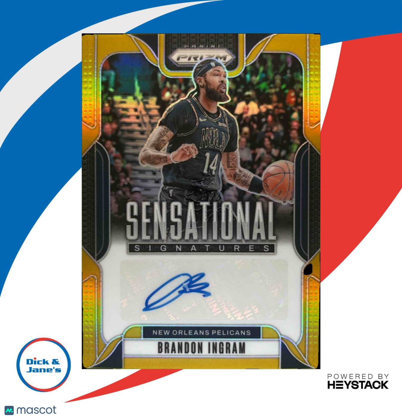 2024-25 Prizm Brandon Ingram Sensational Signatures Gold 5/10 Auto New Orleans