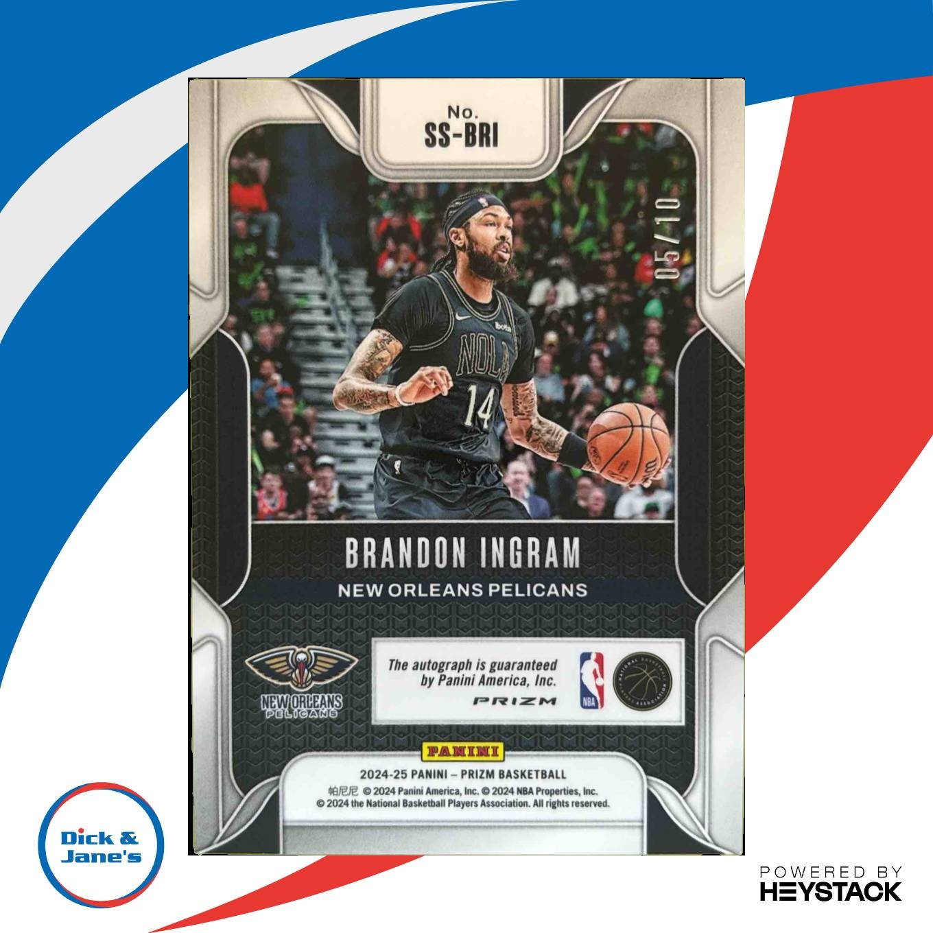 2024-25 Prizm Brandon Ingram Sensational Signatures Gold 5/10 Auto New Orleans