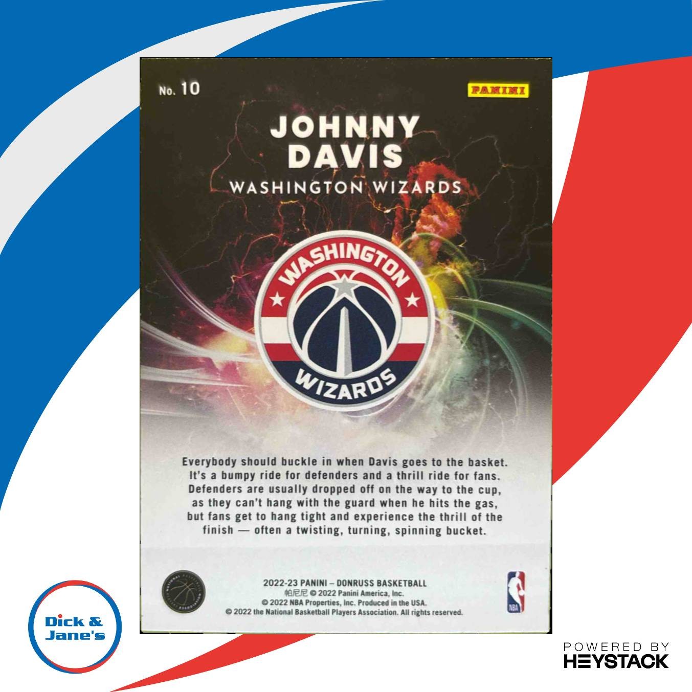 2022-23 Panini Donruss Johnny Davis Night Moves #10 RC Washington Wizards