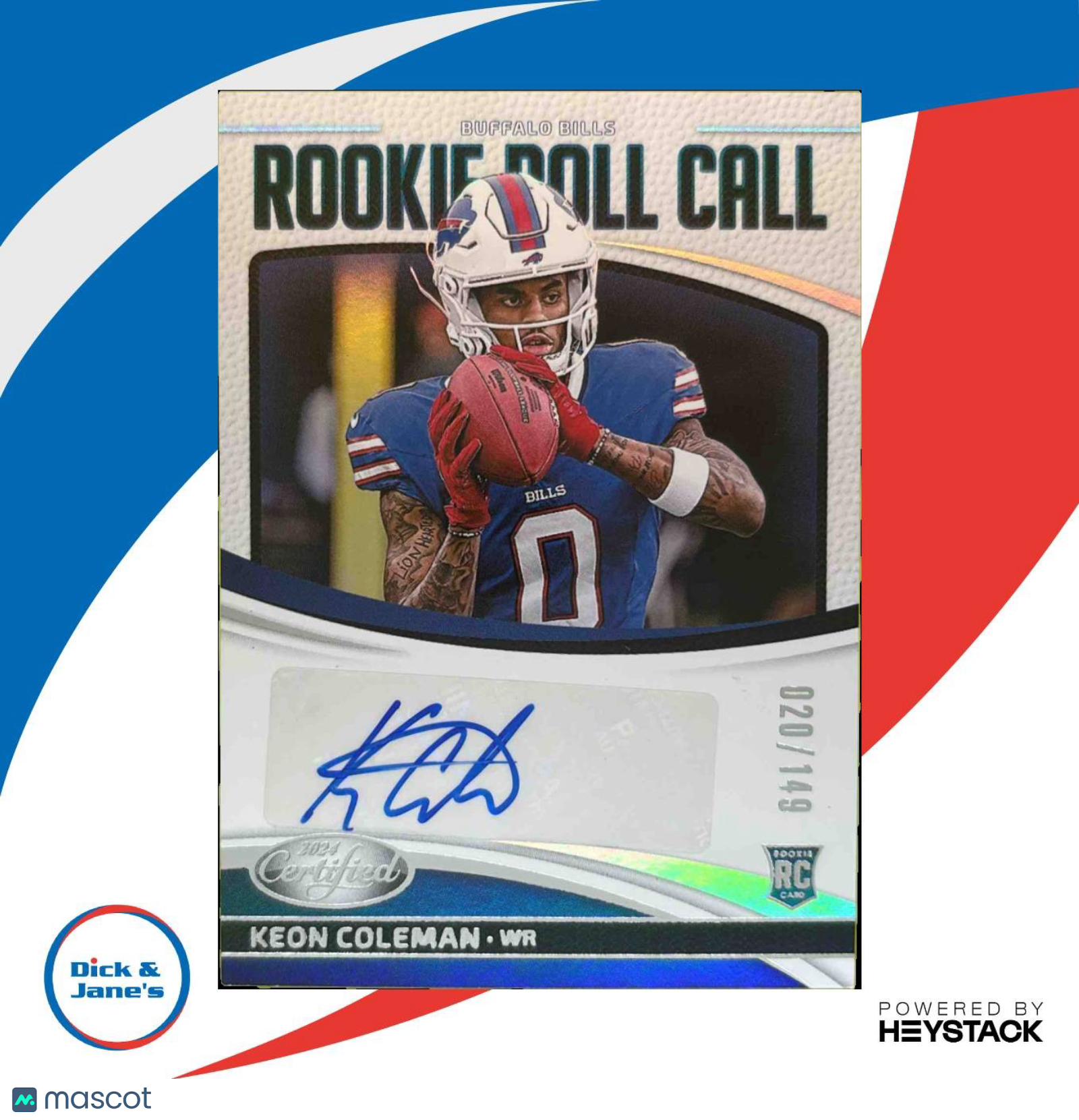 2024 Certified Keon Coleman Rookie Roll Call Signatures /149 Auto Buffalo Bills