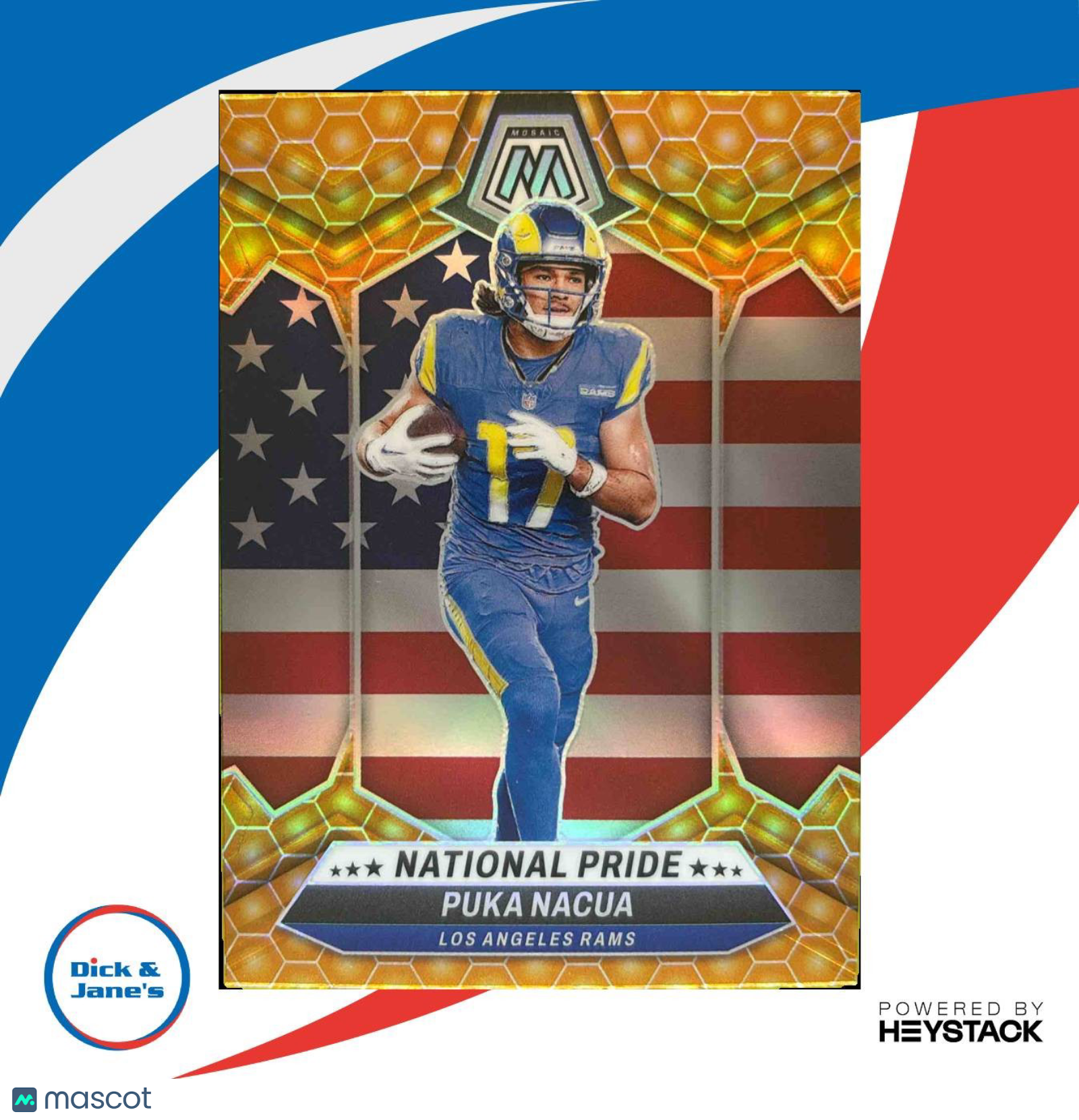2024 Mosaic Puka Nacua Honeycomb Prizm #264 National Pride Los Angeles Rams