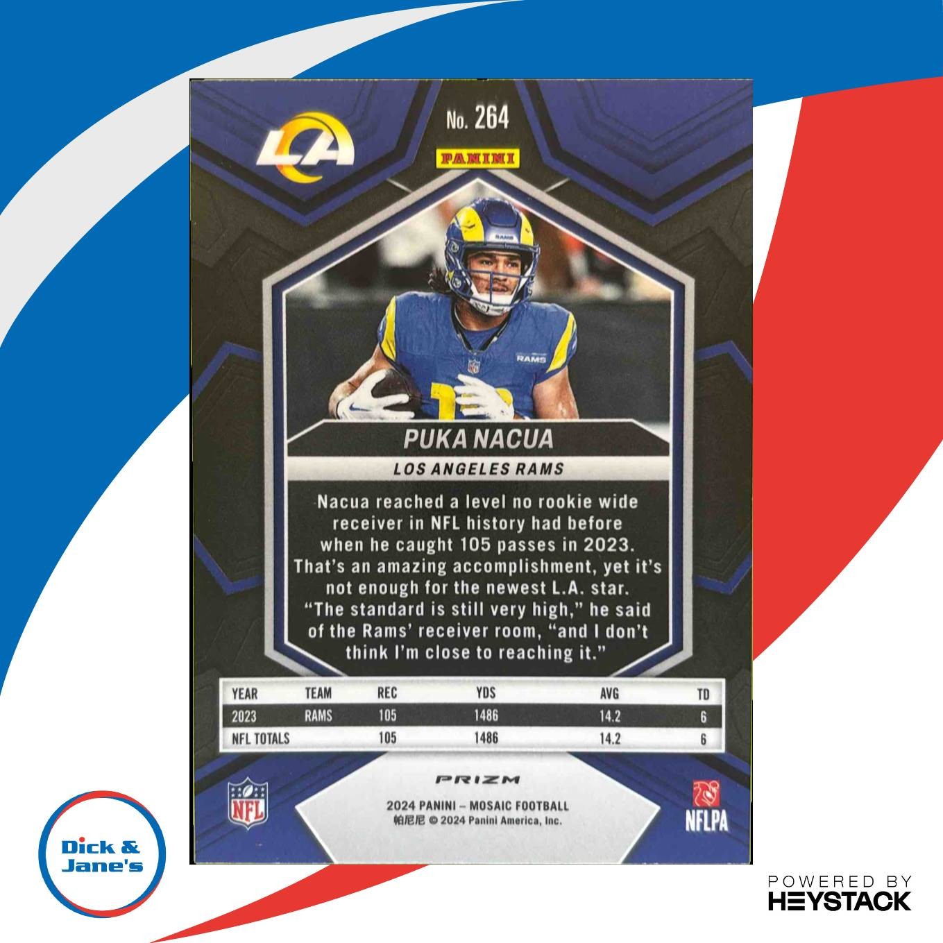 2024 Mosaic Puka Nacua Honeycomb Prizm #264 National Pride Los Angeles Rams
