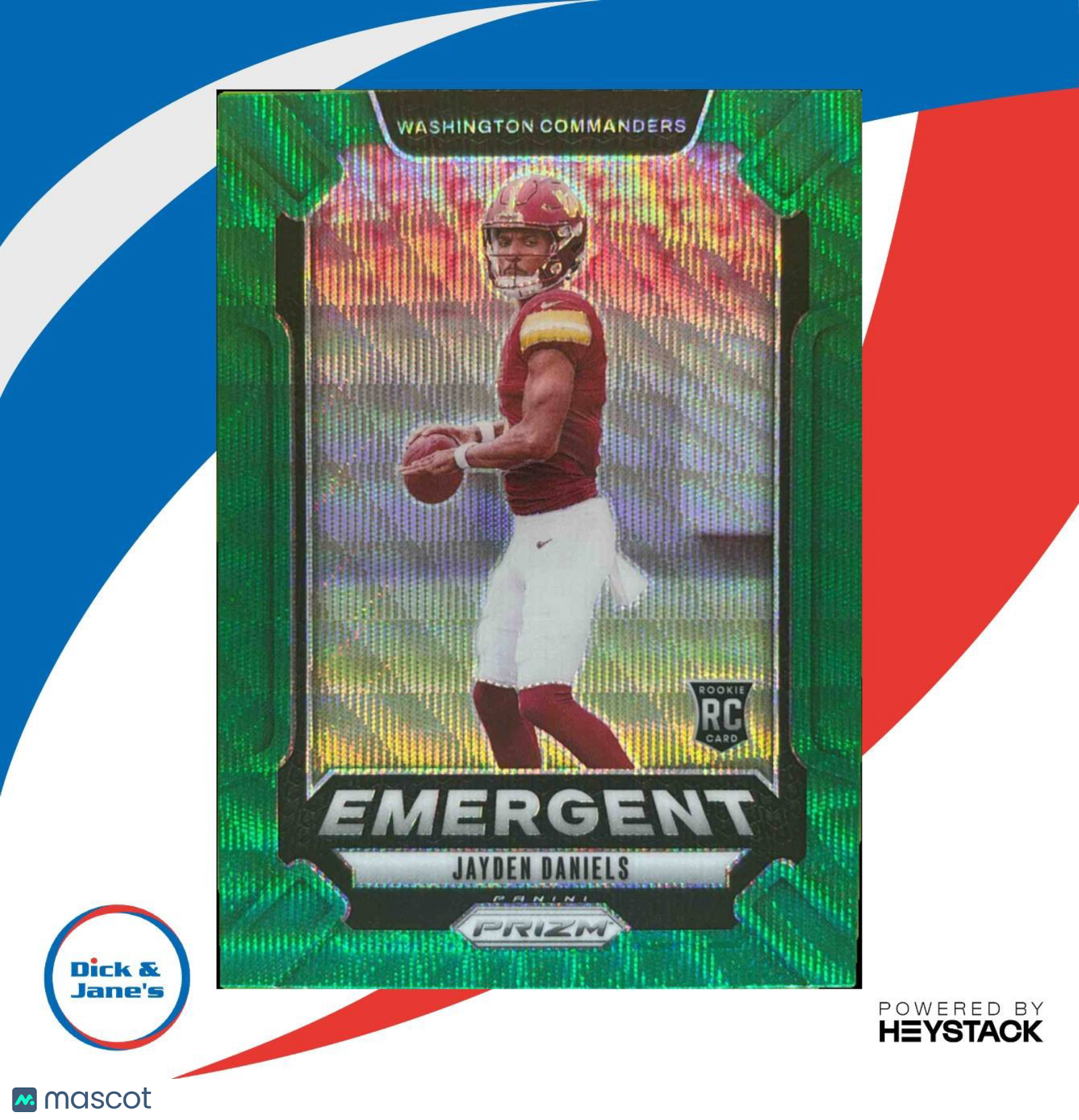 2024 Panini Prizm Jayden Daniels Emergent Green Wave #2 RC Washington Commanders