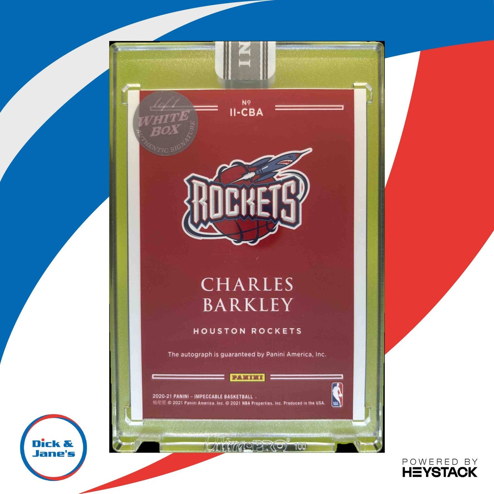 2020-21 Panini Impeccable Charles Barkley Indelible Ink White Box Auto Rockets