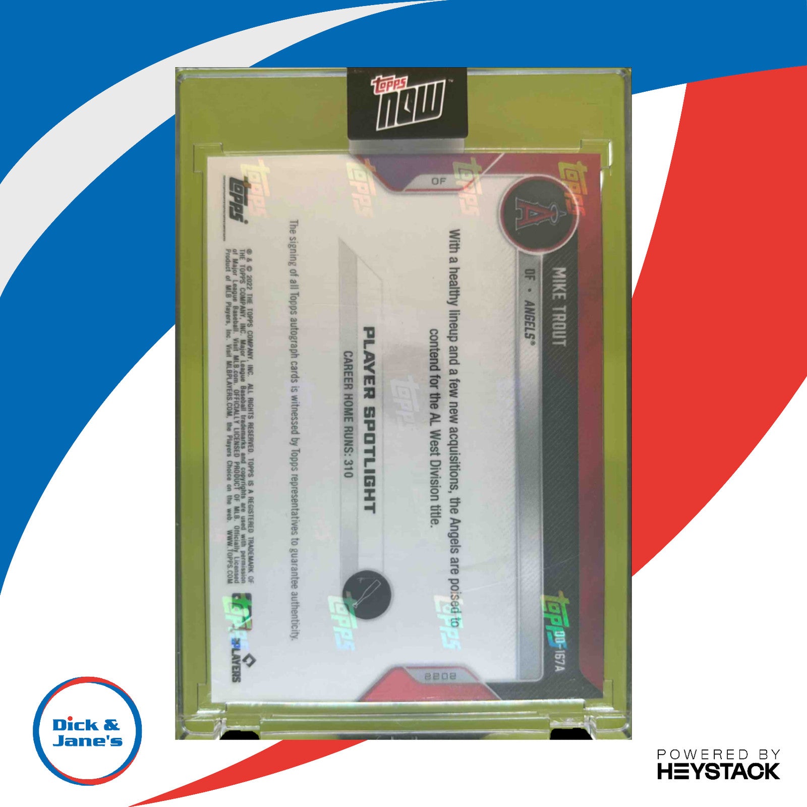 2022 Topps Now Road to Opening Day Black #OD-167A Mike Trout 02/99 LA Angels