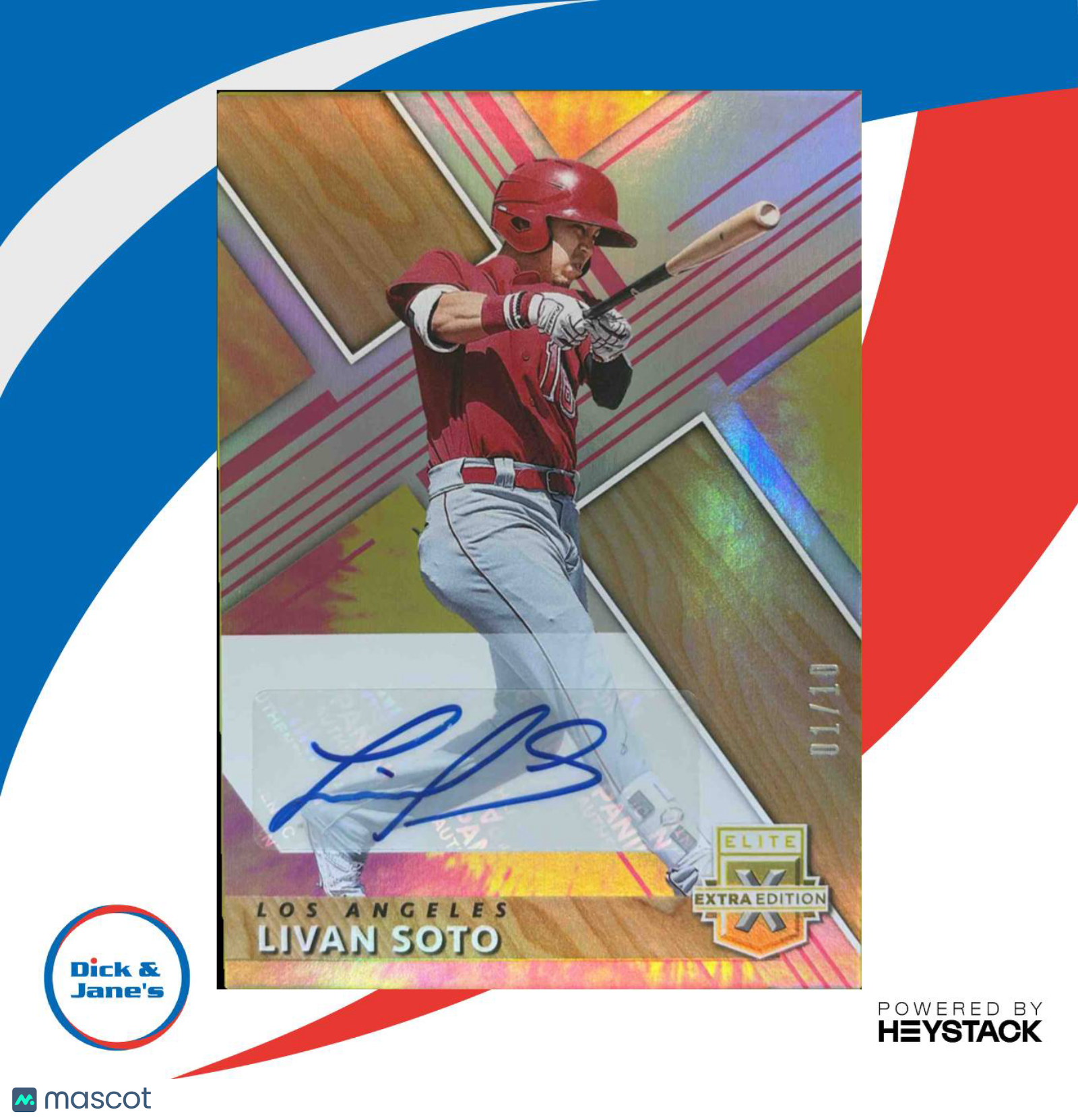 2019 Panini Elite Extra Edition Livan Soto Auto Tie Dye /10 Los Angeles Angels