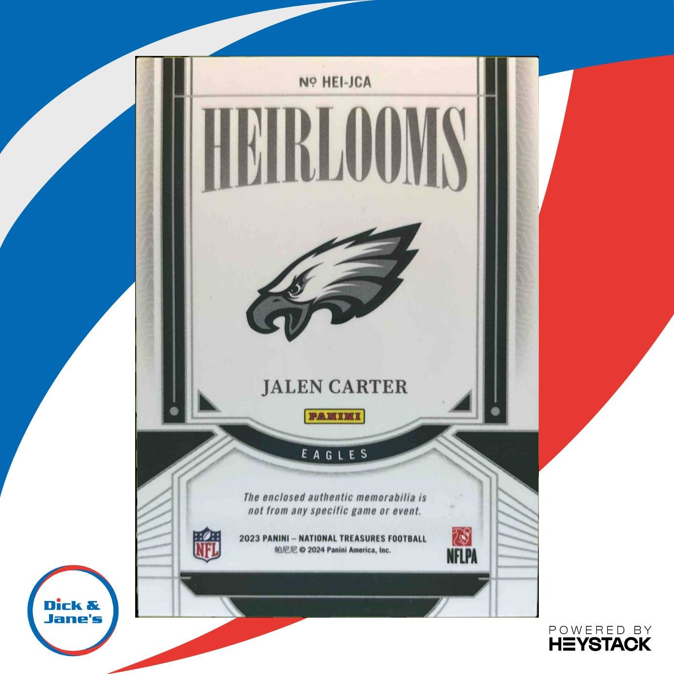 2023 National Treasures Jalen Carter Heirlooms Holo Gold /10 Patch Rookie Eagles