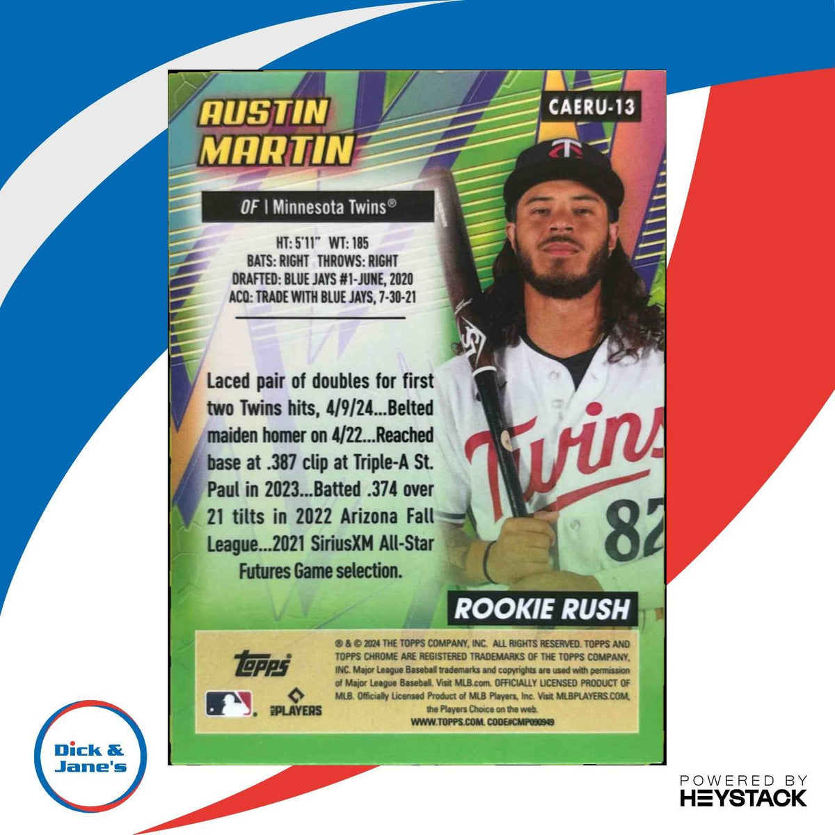 2024 Topps Chrome Update Austin Martin All-Etch Rookie Rush RC Minnesota Twins