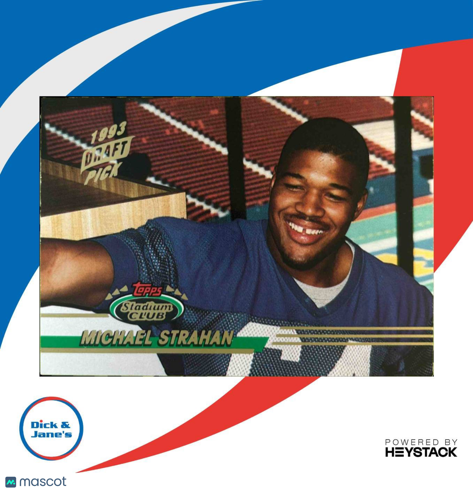 1993 Topps Stadium Club Michael Strahan #384b RC New York Giants