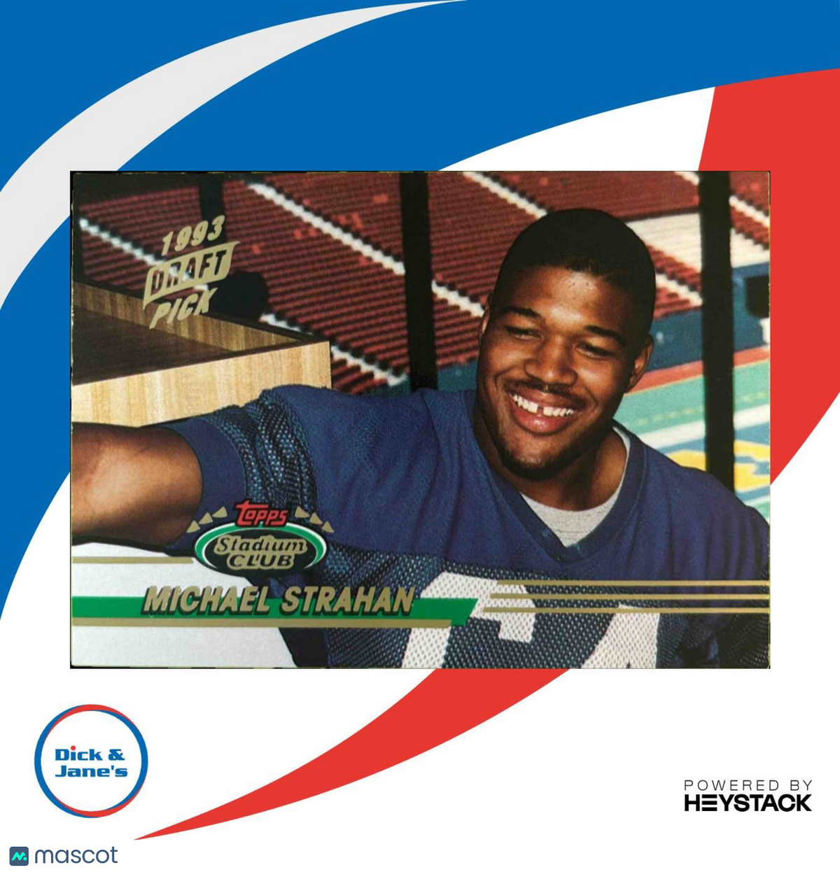 1993 Topps Stadium Club Michael Strahan #384b RC New York Giants