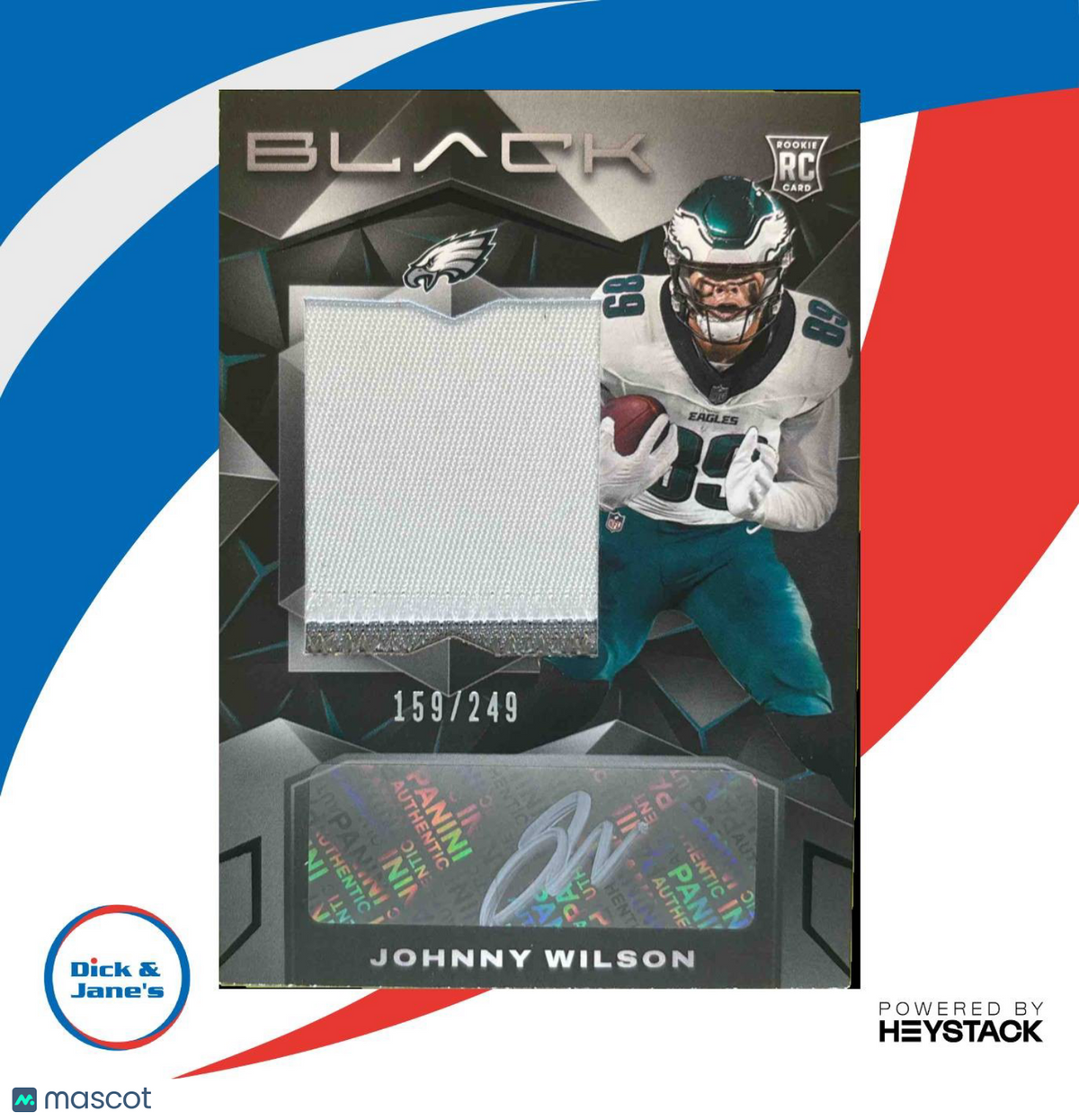 2024 Black Johnny Wilson Rookie Patch Auto 159/249 #240 RC Philadelphia Eagles