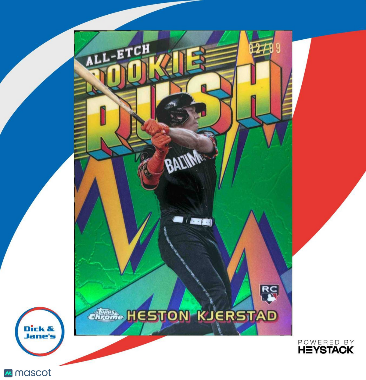 2024 Topps Chrome Heston Kjerstad All Etch Rookie Rush Green Refractor 82/99 RC