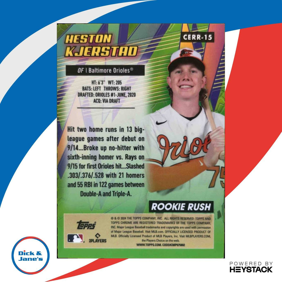 2024 Topps Chrome Heston Kjerstad All Etch Rookie Rush Green Refractor 82/99 RC